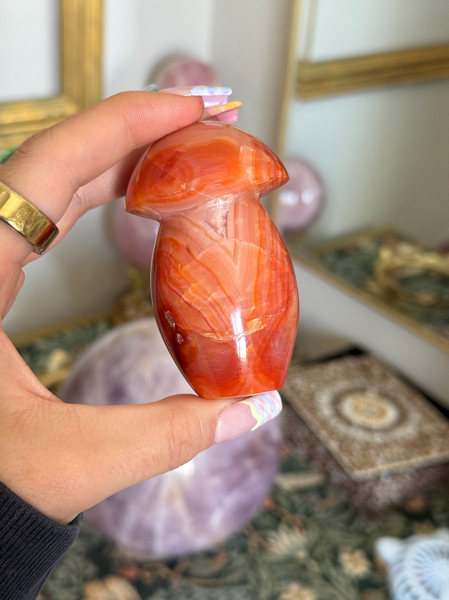Pastel Banded Carnelian Mushrooms (choose your own)