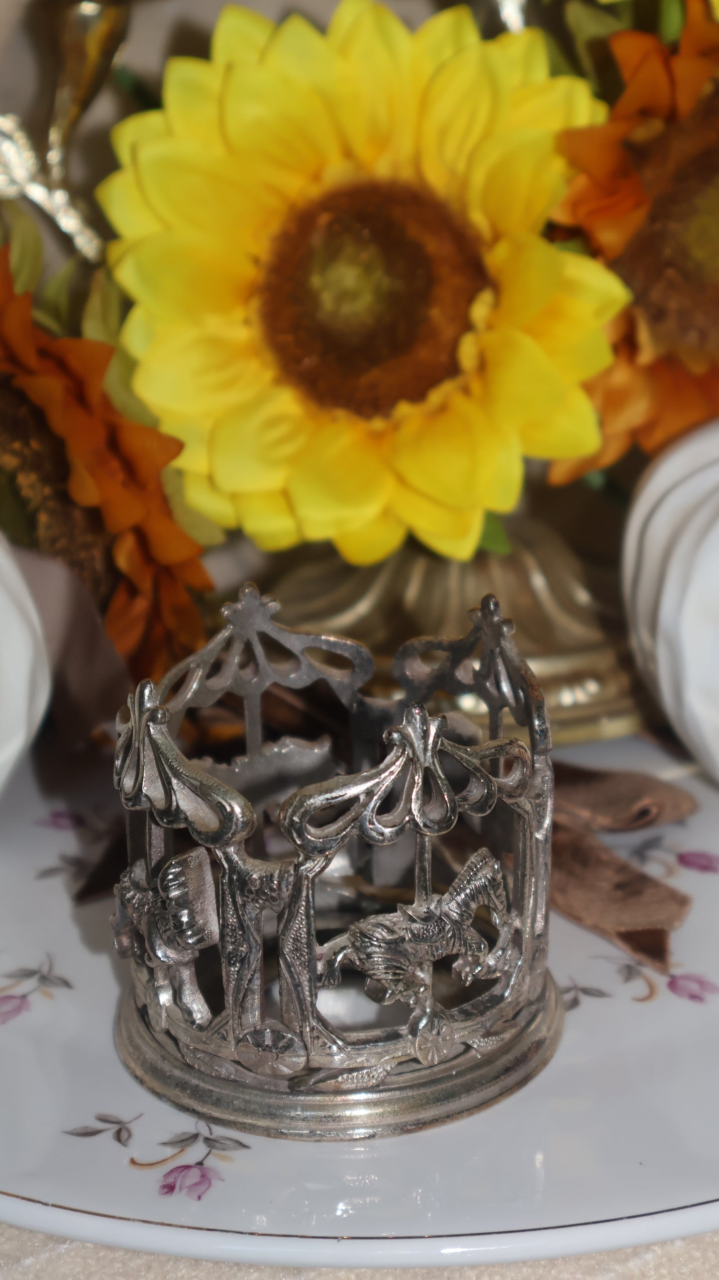 Vintage Carousel Silver Sphere Stand