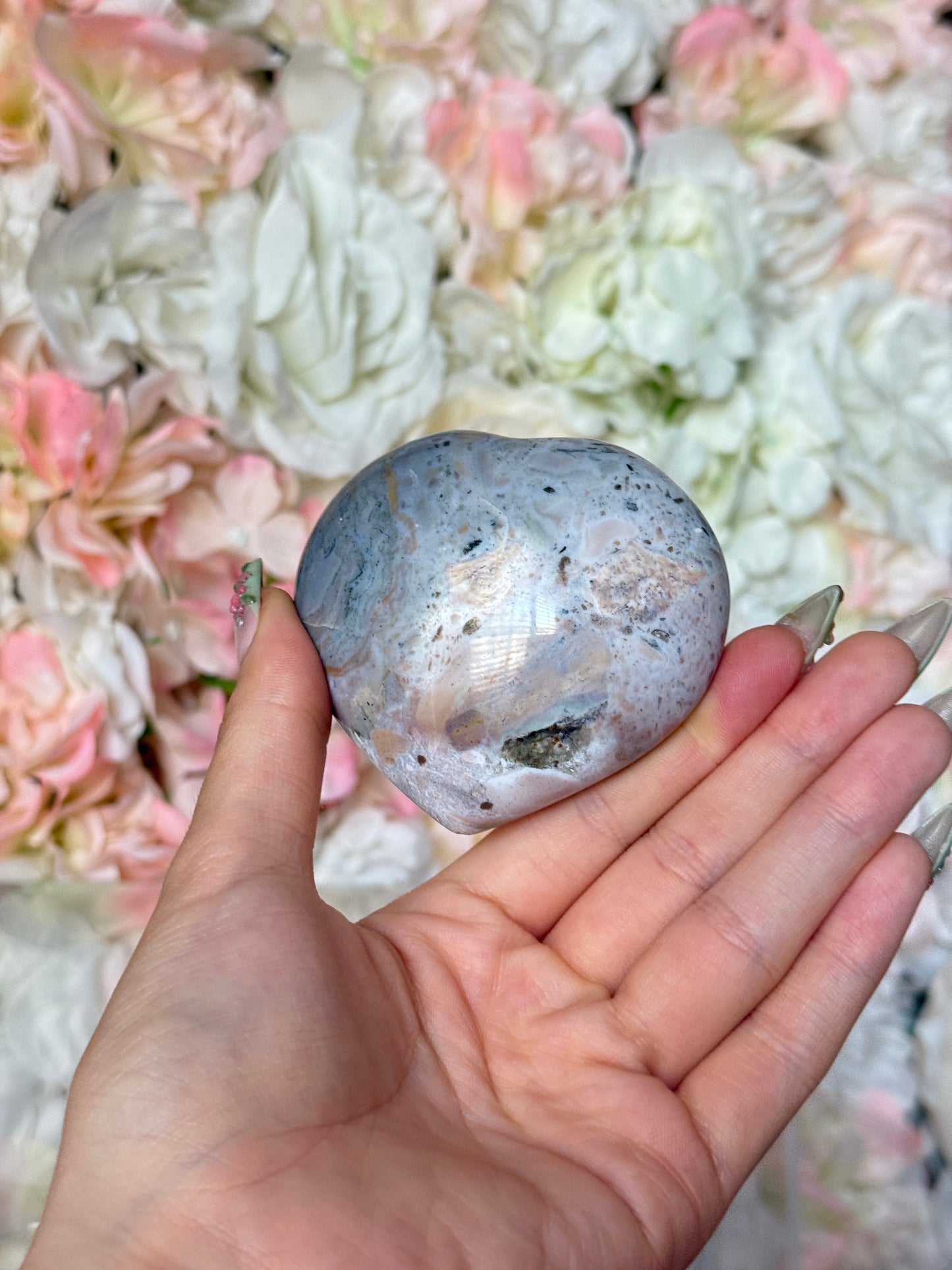 Moody Two Tone Navy Lilac Sea Jasper Heart