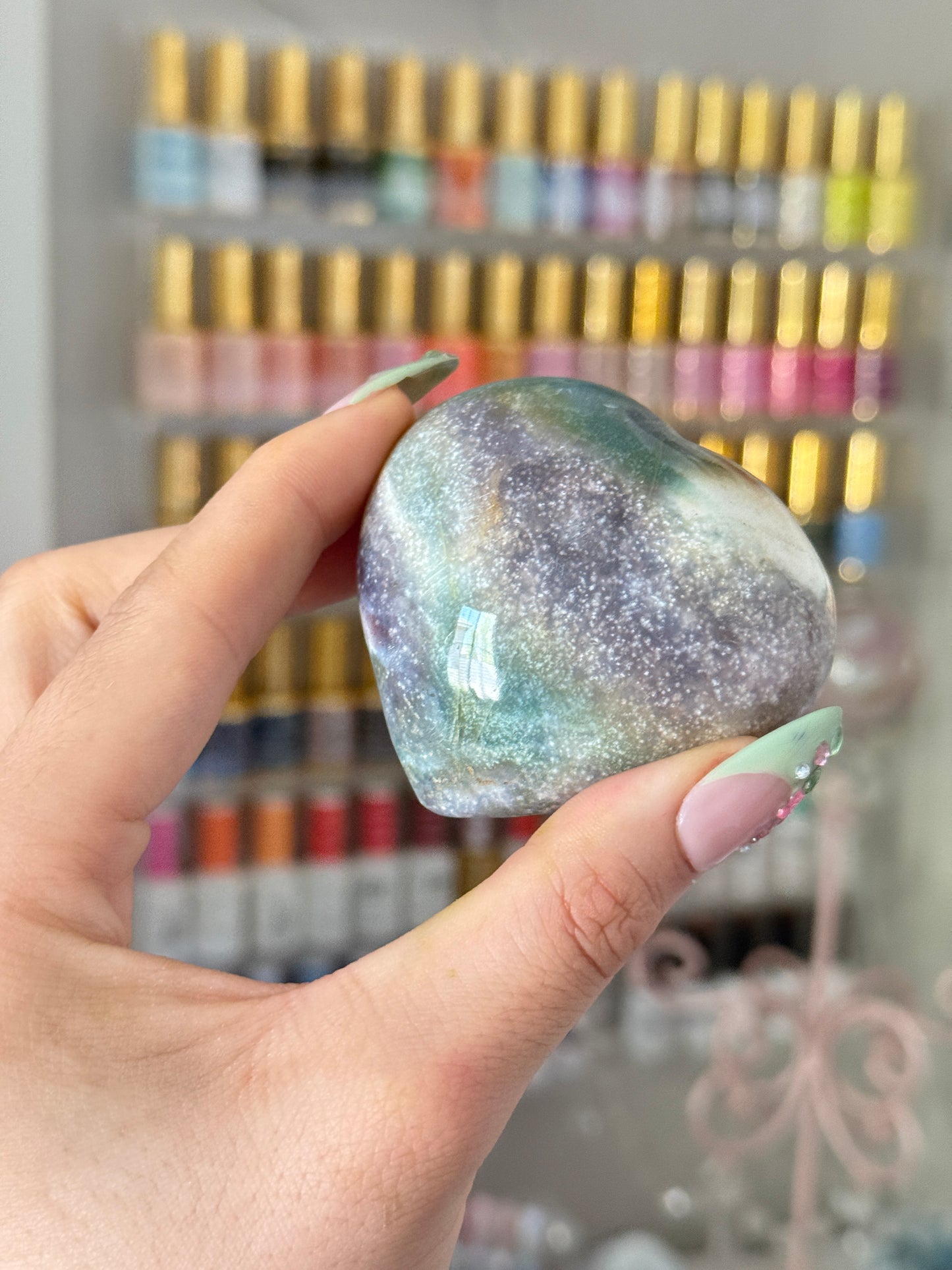 Beautiful Paint Palette Teal Purple Sea Jasper Heart