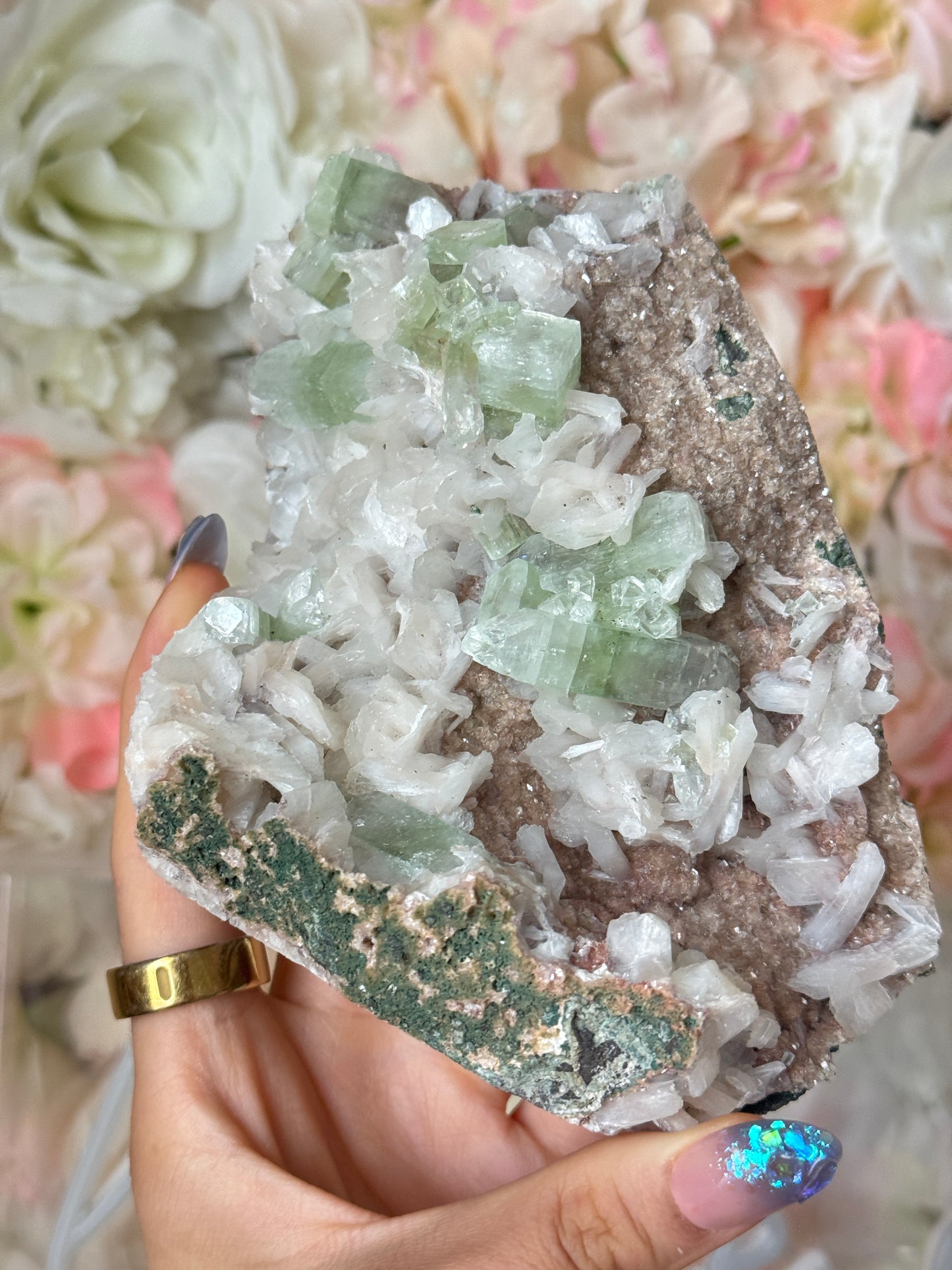 Green Apothyllite and Heulandite Speciman
