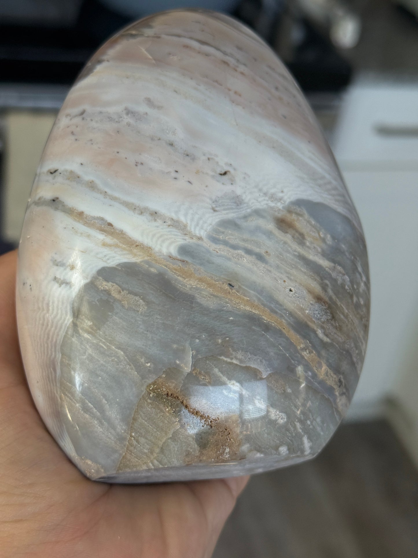 Baby Pink Blue Stripped Wavy Sea Jasper Freeform 💗💙