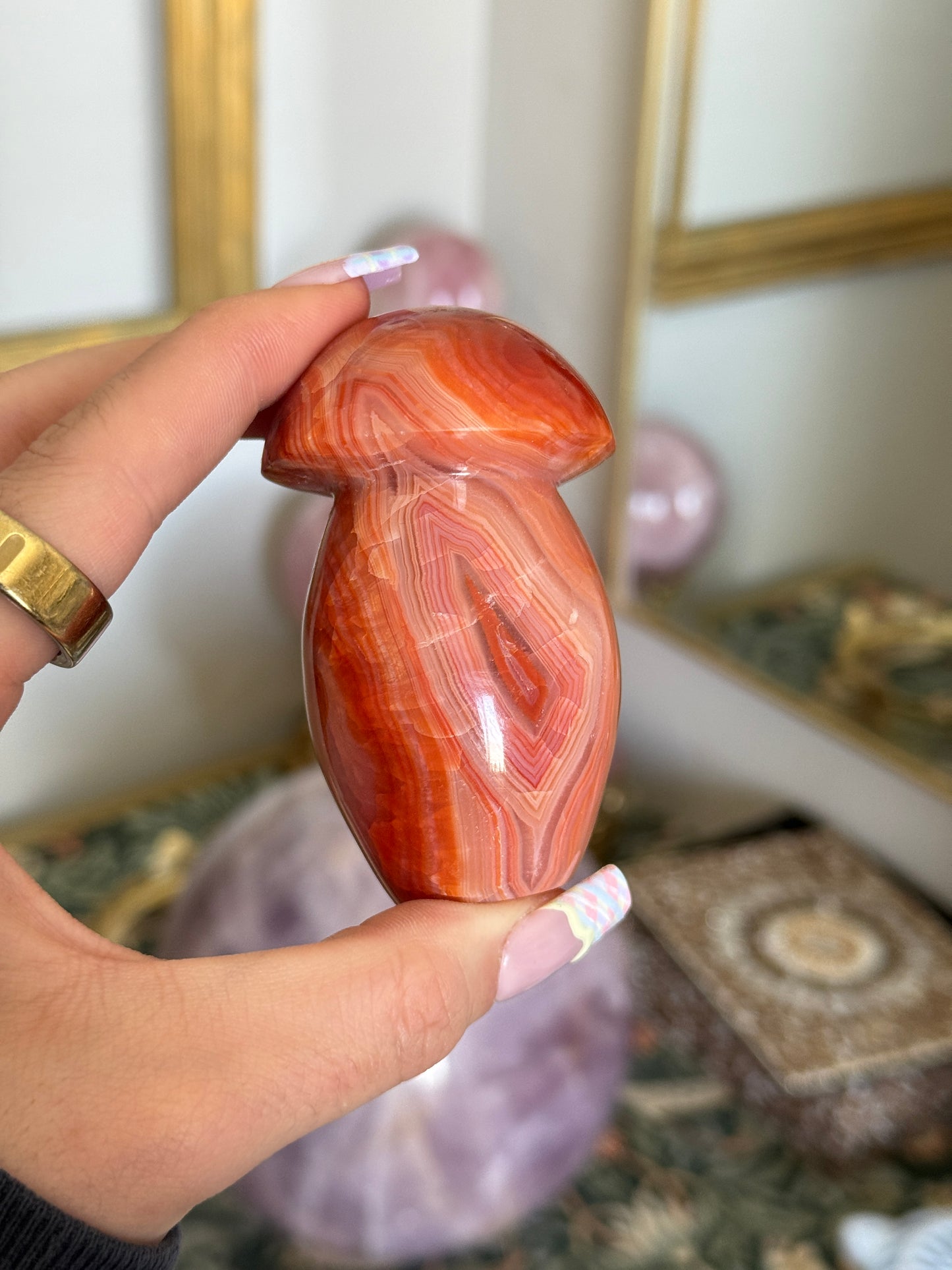 Pastel Banded Carnelian Mushrooms (choose your own)