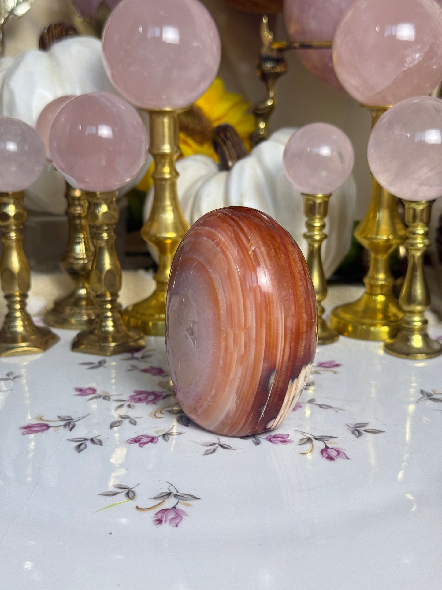 Blush Pink and Coral Banded Carnelian Freeform