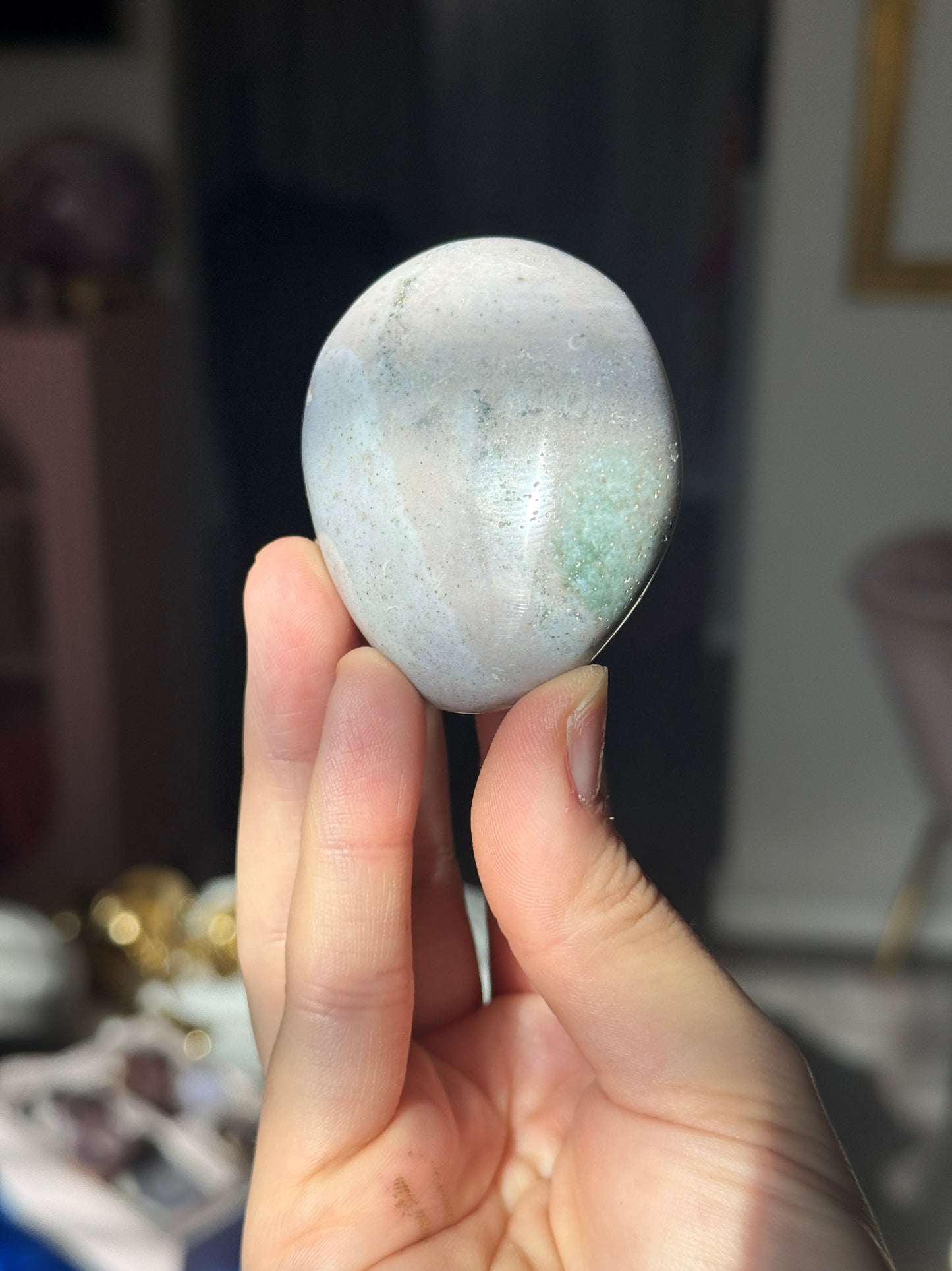 Pastel Pink Lilac Jasper Palmstone