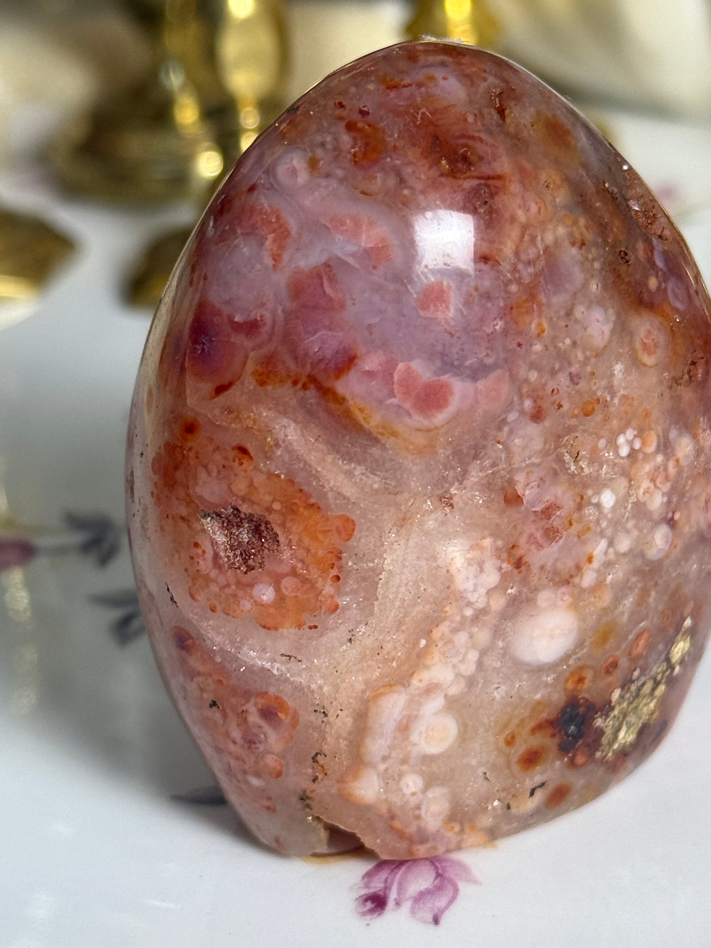 Multicolored Orby Pink Plumed Carnelian Freeform