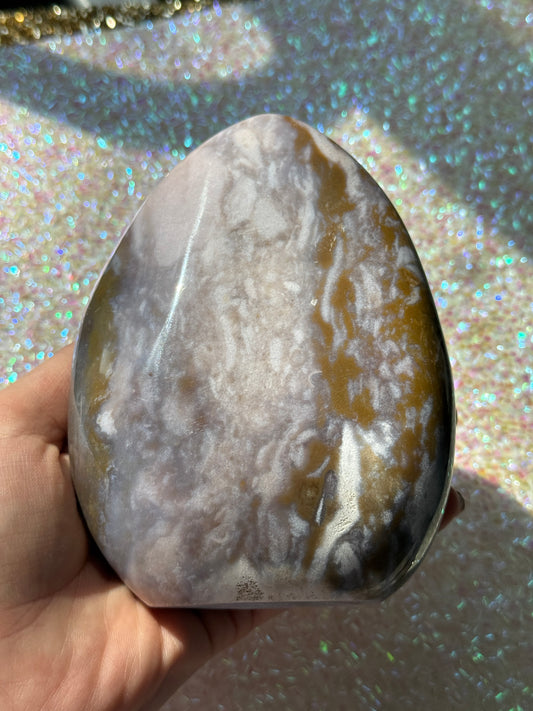 Beautiful Lilac Pink Tan Wavey Sea Jasper Freefrom
