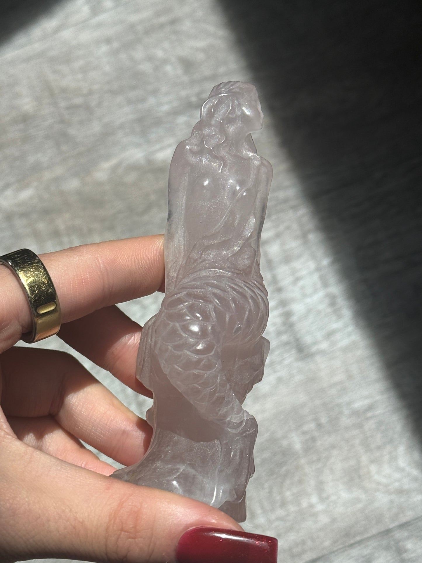 Glittering Mermaid Rose Quartz Carving ✨🎀