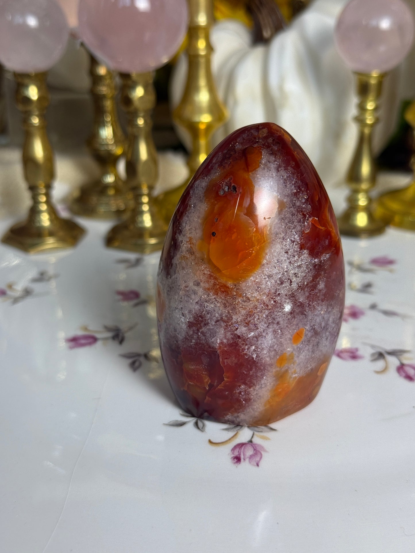 Deep Maroon ‘Shaved Ice’ Quartz Carnelian Freeform