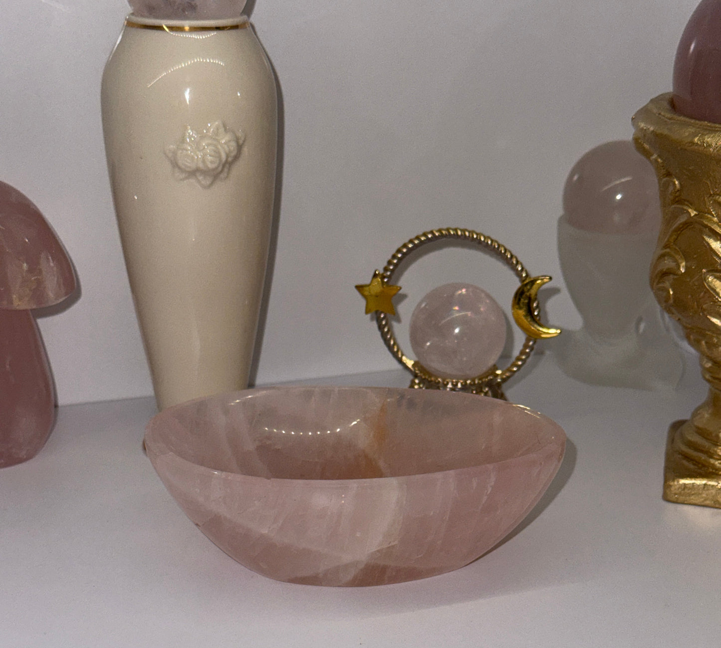Glittery Gemmy Star Rose Quartz Bowl