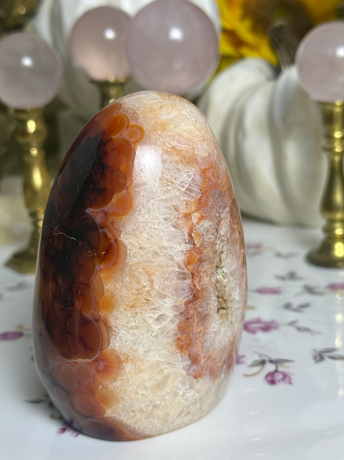 Quartz Agate Banded Carnelian Freeform