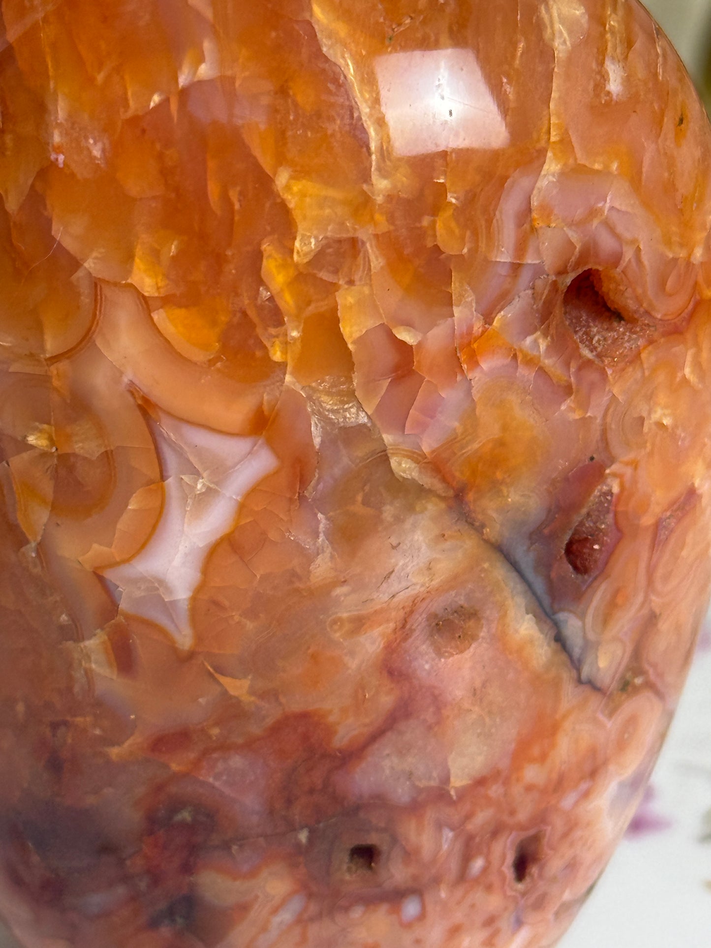 Groovy Coral Pink Banded Carnelian Freeform