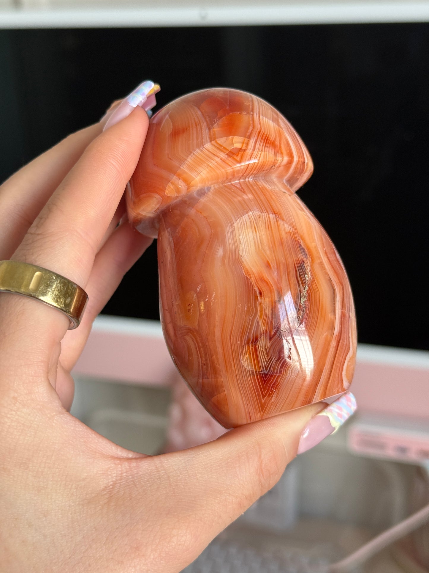 Pastel Banded Carnelian Mushrooms (choose your own)