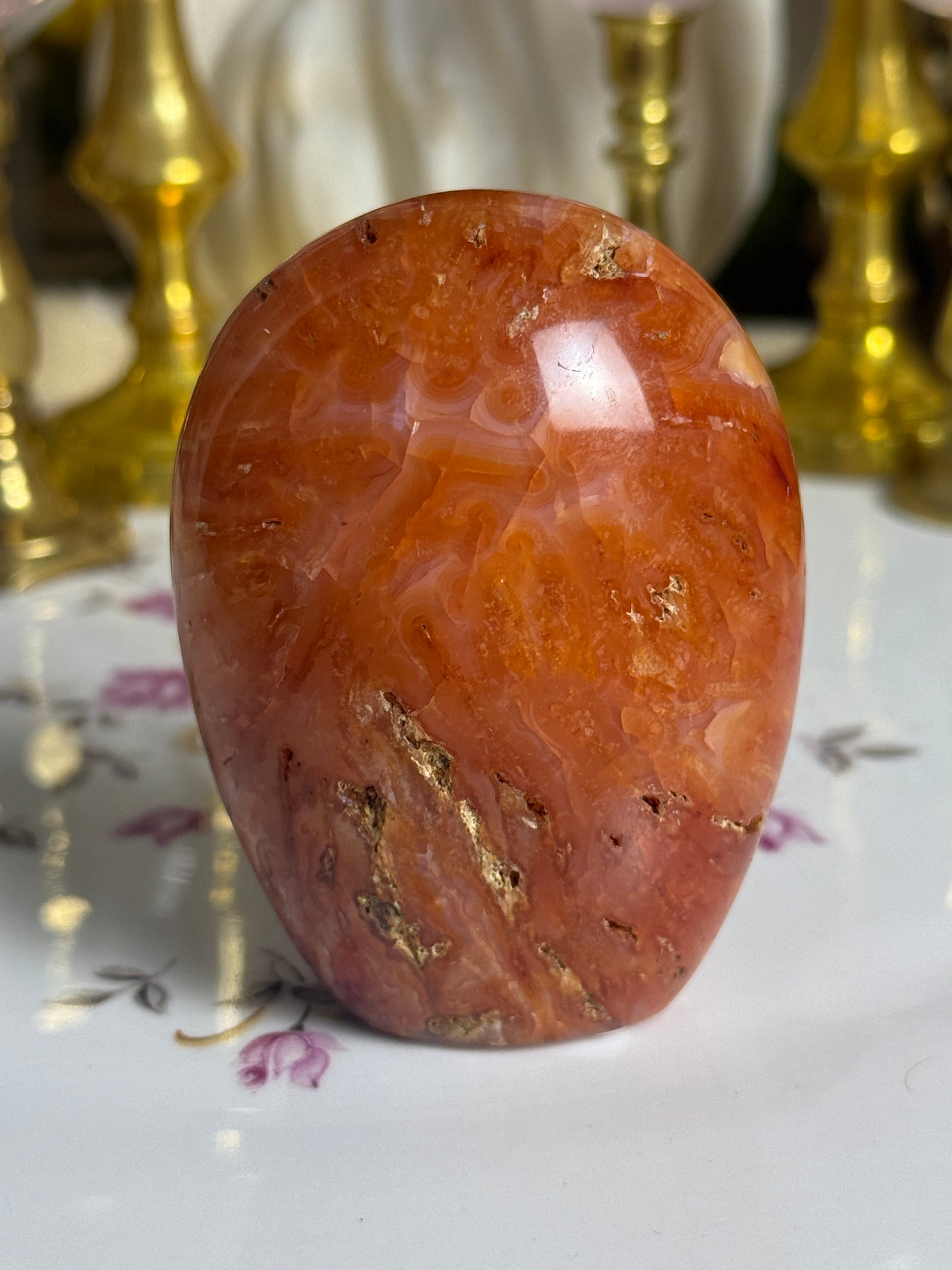 Groovy Coral Pink Banded Carnelian Freeform