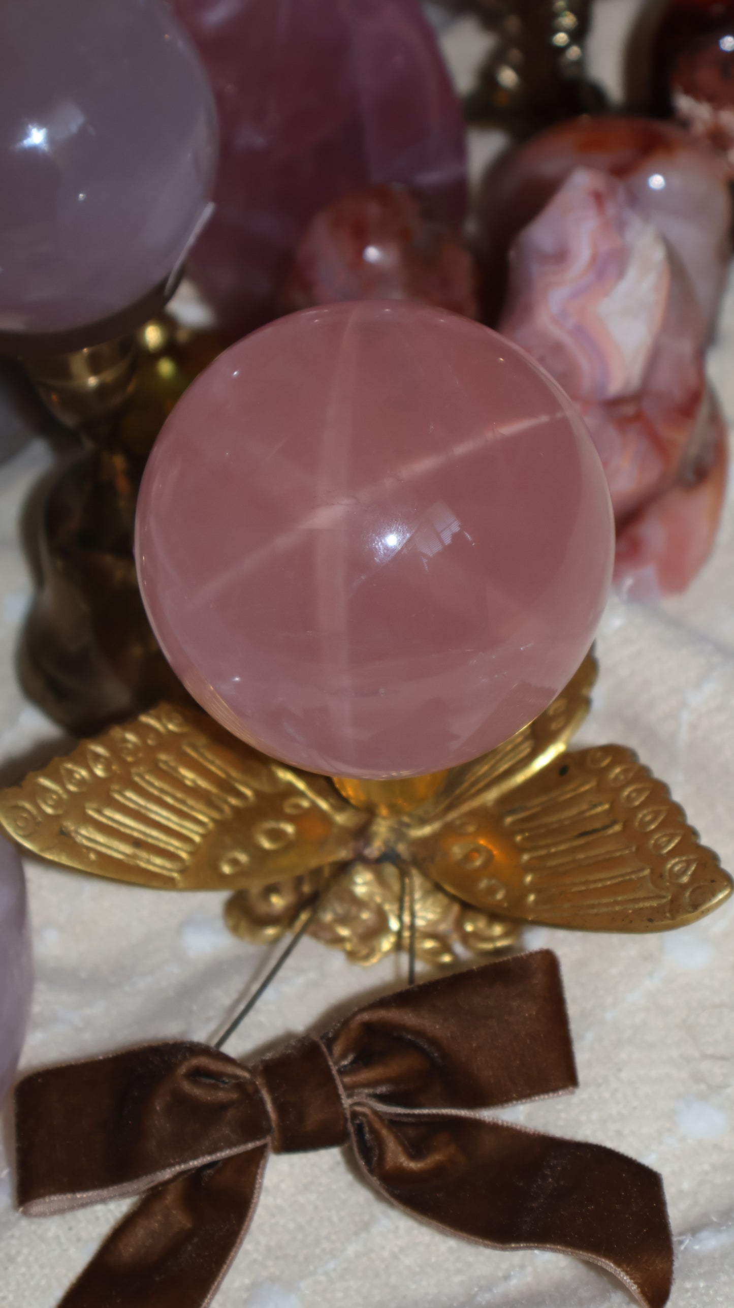 High Quality Peach Jelly Toned Rose Quartz Sphere