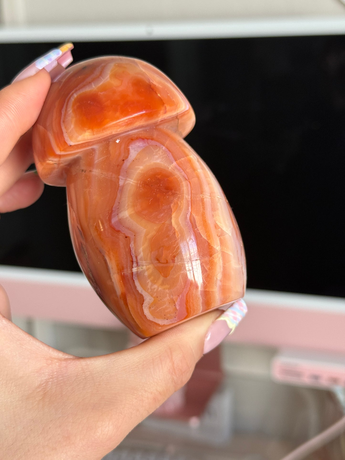 Pastel Banded Carnelian Mushrooms (choose your own)