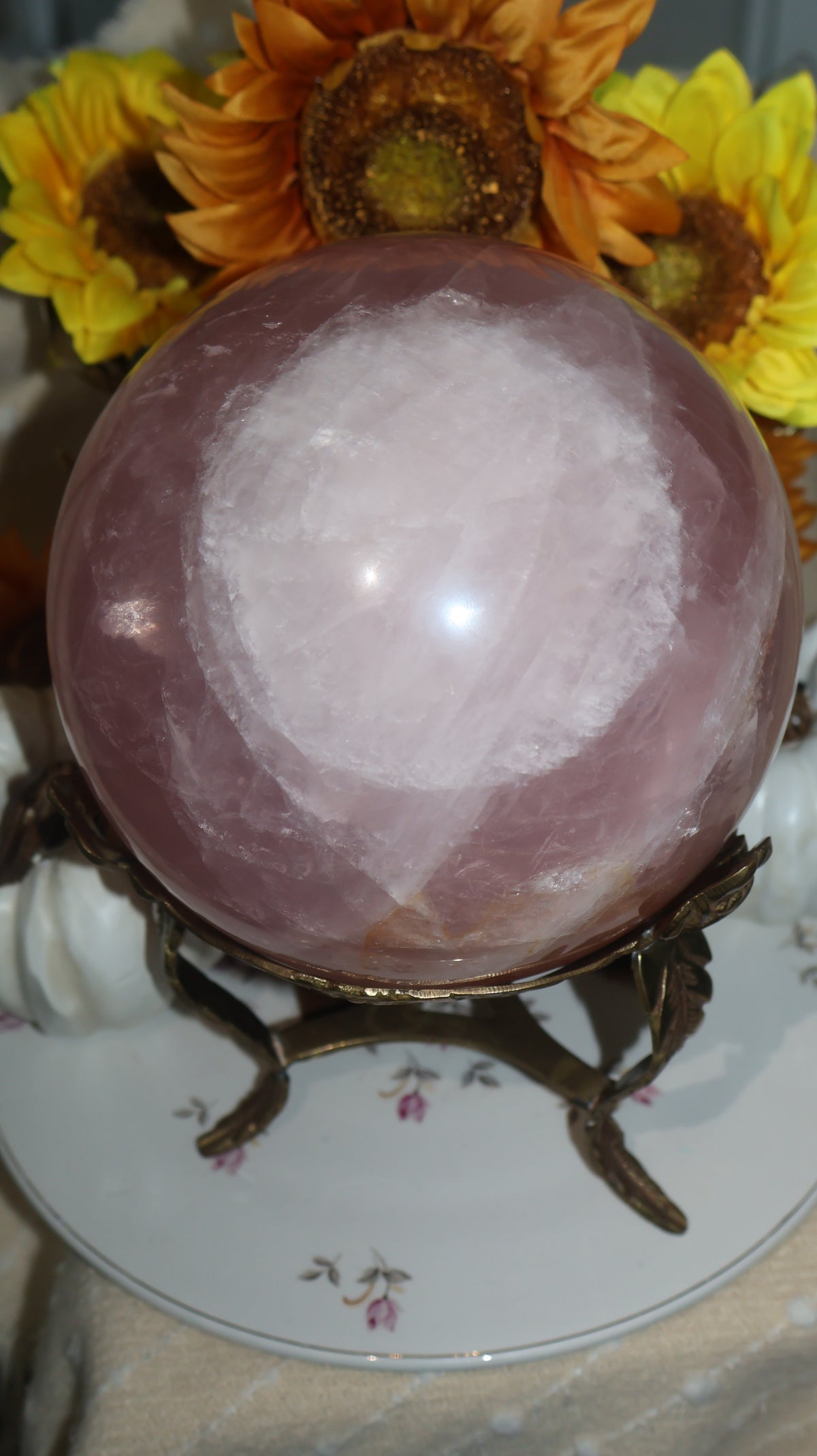 ✨Statement✨ 15lb Golden Asterism, Duo-Toned Rutile Filled Star Rose Quartz Sphere