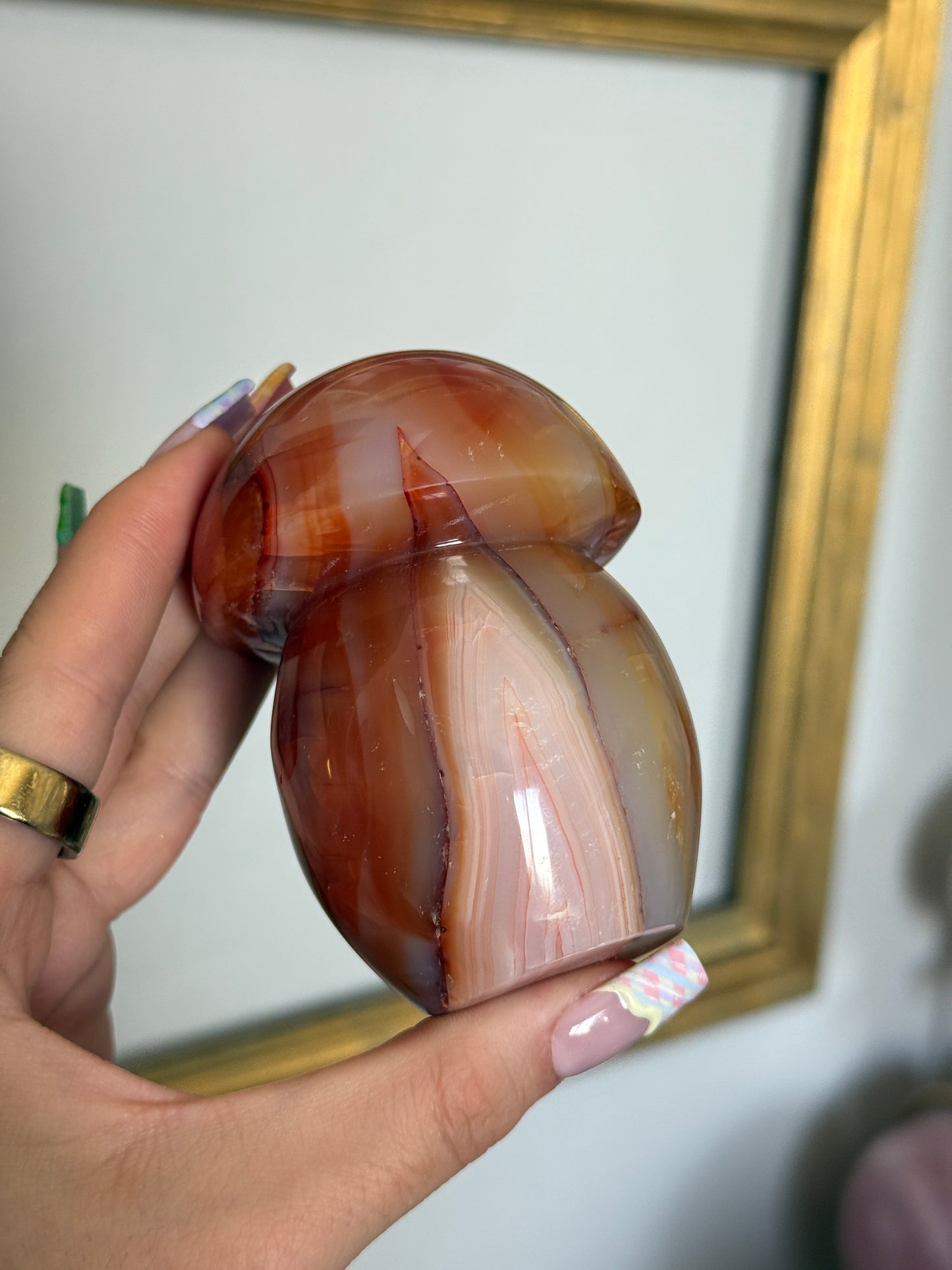 Pastel Banded Carnelian Mushrooms (choose your own)