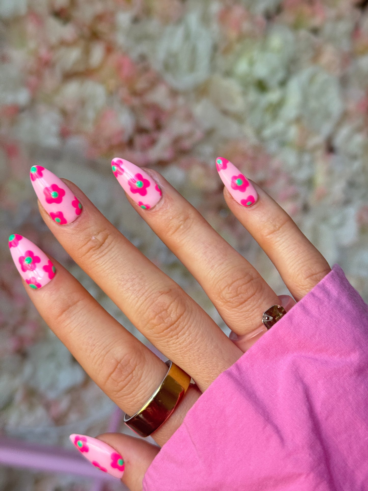 ‘Floral Friday’ Color Blocking Flower Print Reusable Gel Press on Nails