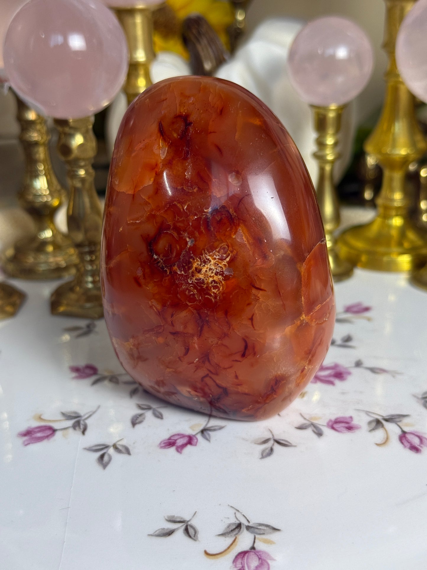 Peachy Banded Agate Carnelian Freeform