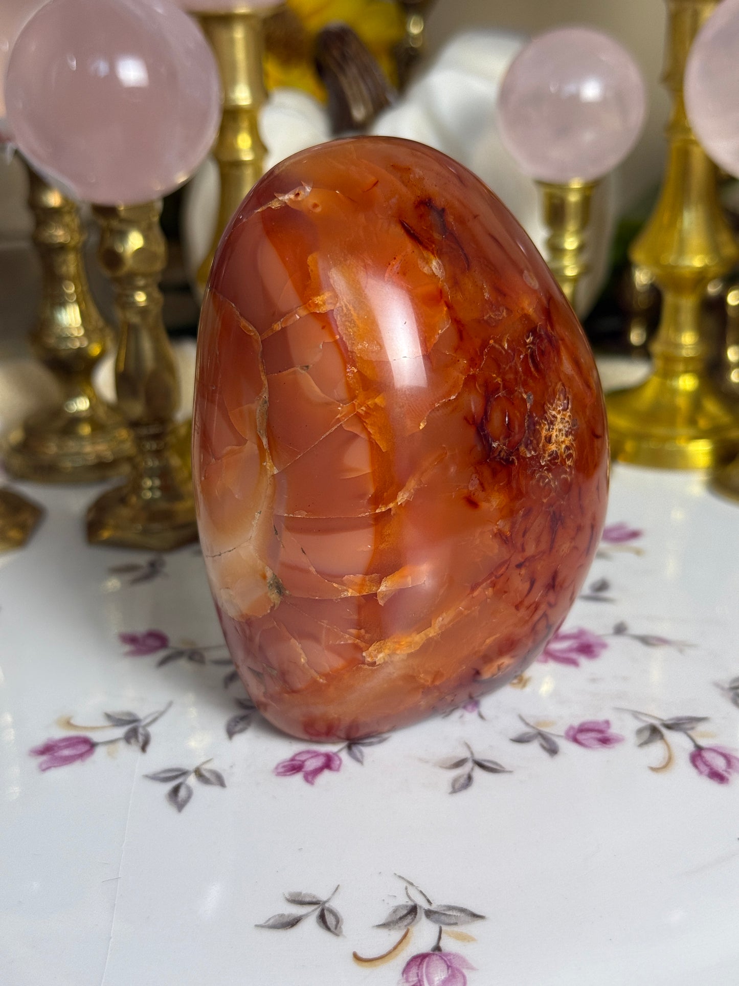 Peachy Banded Agate Carnelian Freeform