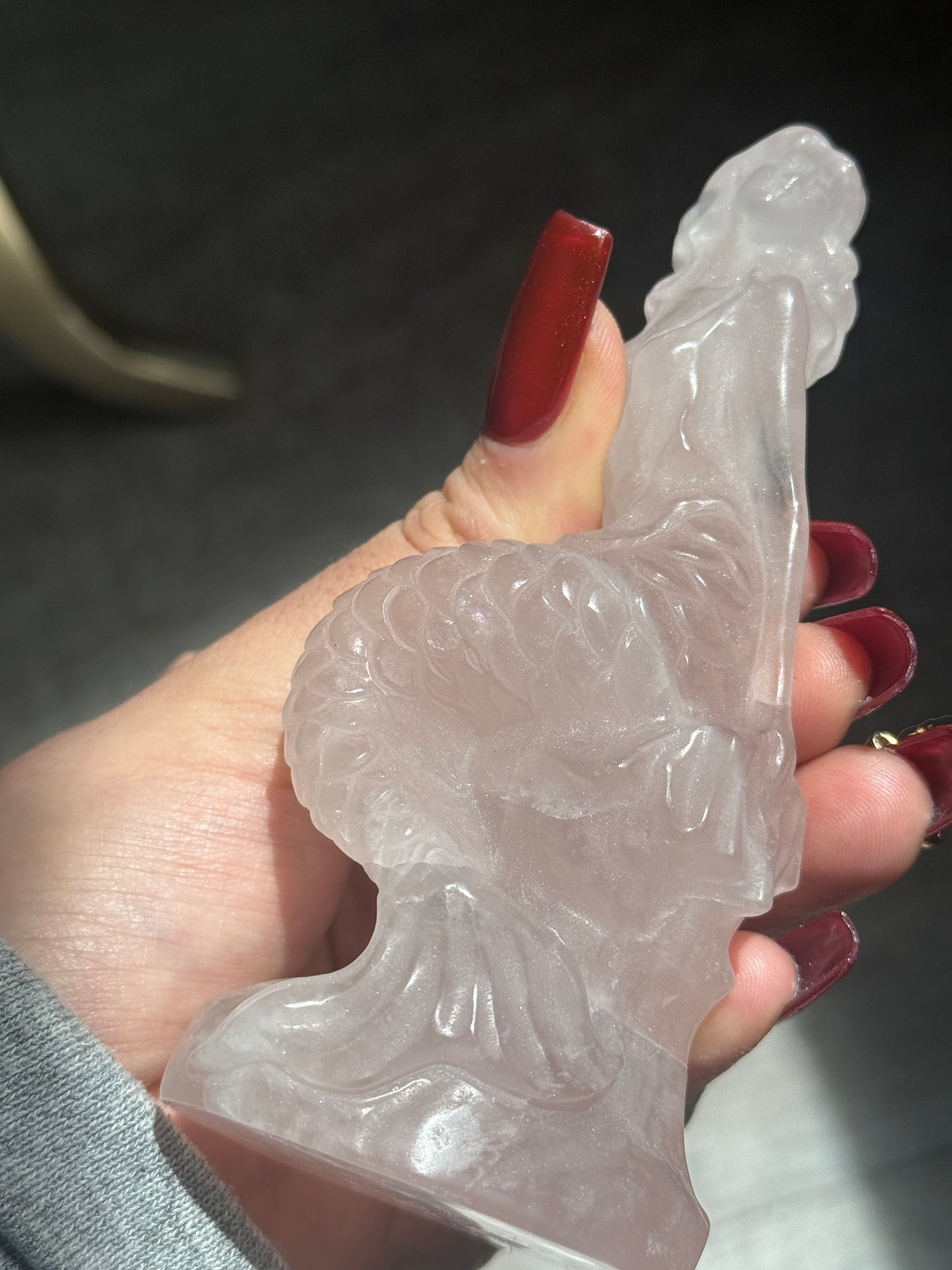 Glittering Mermaid Rose Quartz Carving ✨🎀