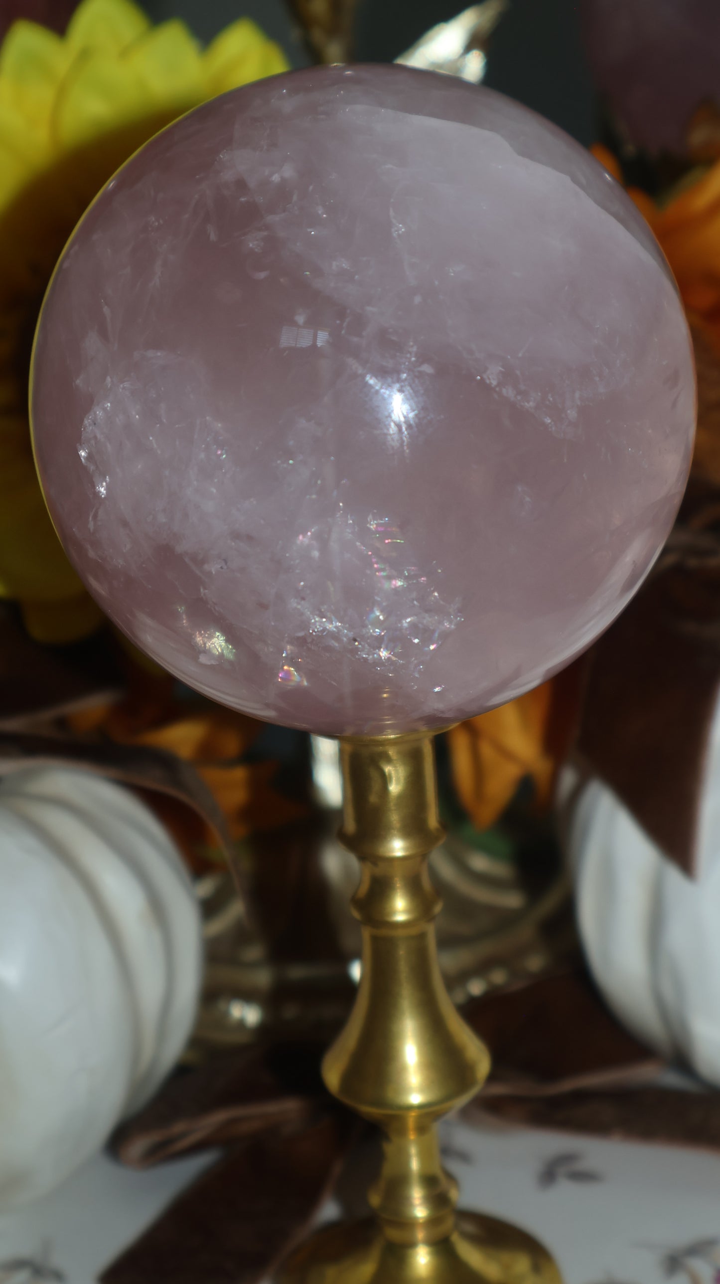 Ice Princess Insanely Gemmy Rainbow Filled Star Rose Quartz Sphere✨