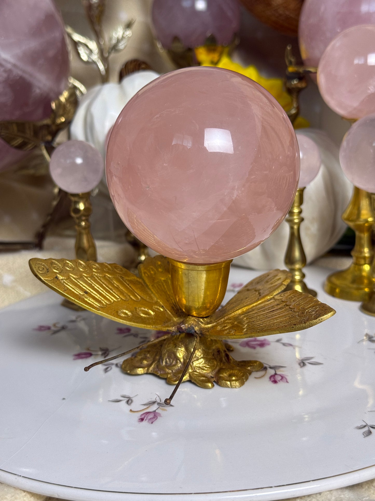High Quality Peach Jelly Toned Rose Quartz Sphere