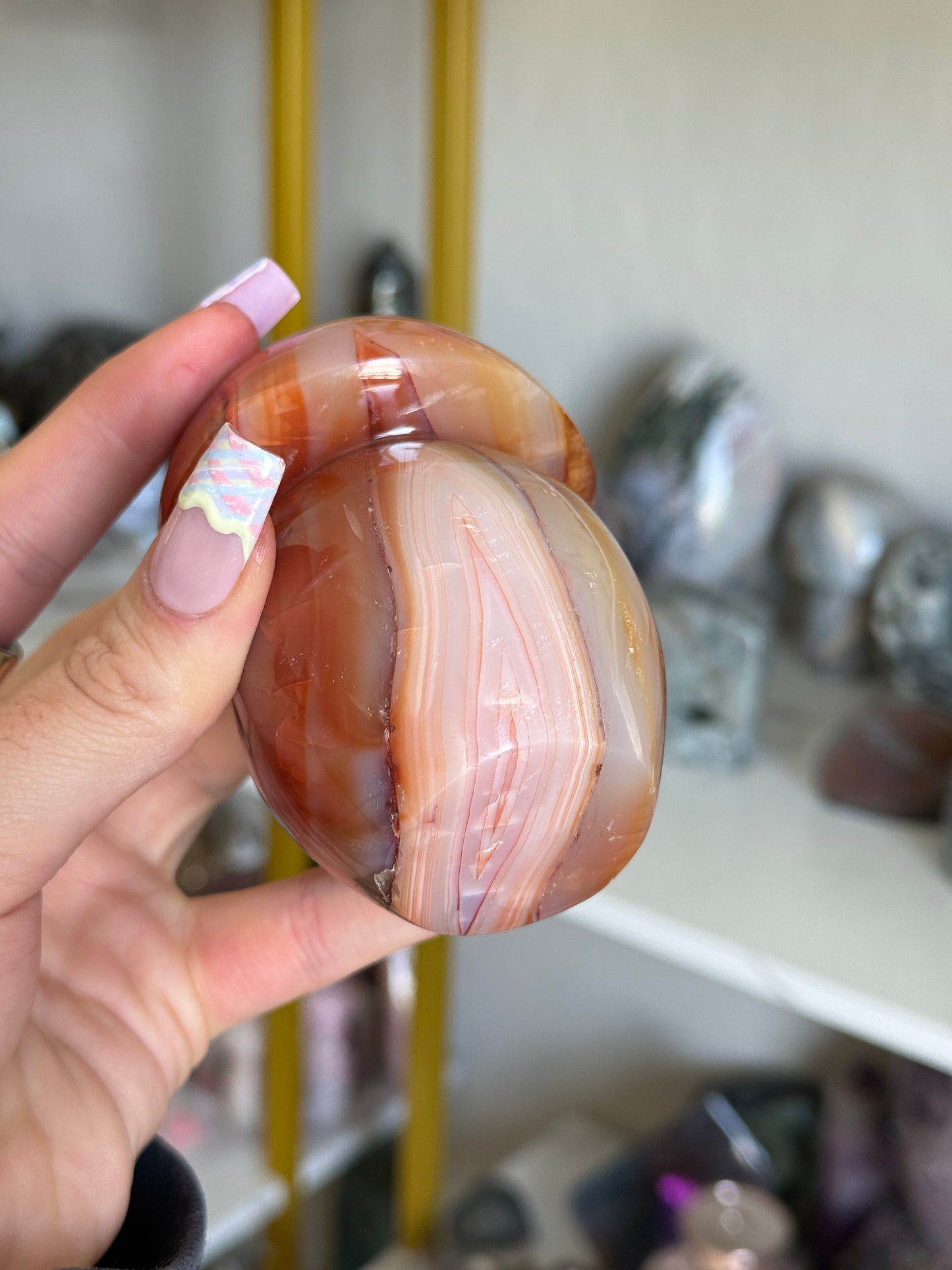Pastel Banded Carnelian Mushrooms (choose your own)