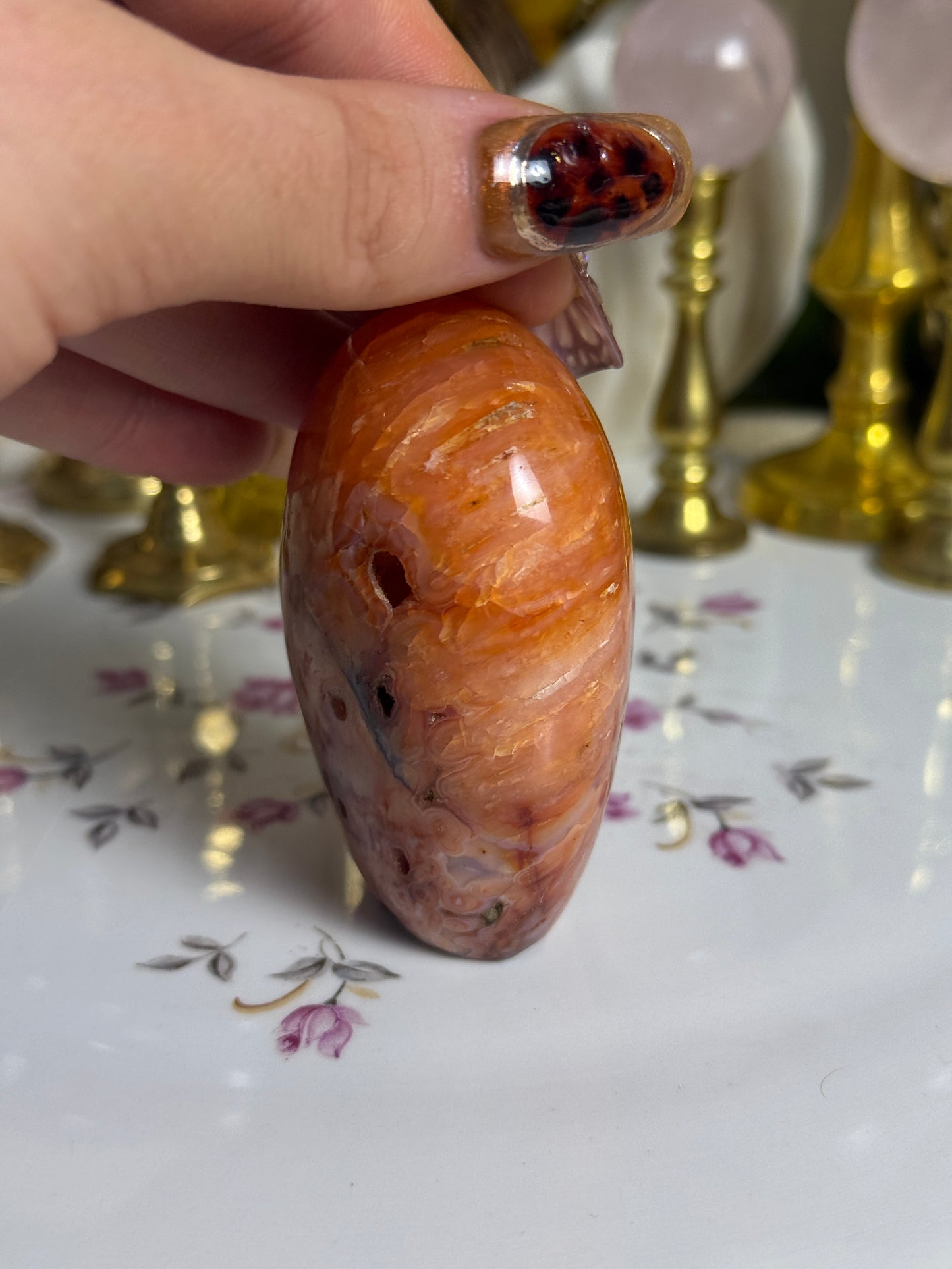 Groovy Coral Pink Banded Carnelian Freeform
