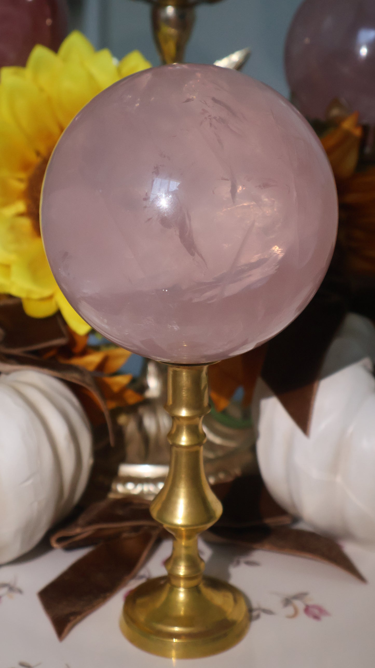 Ice Princess Insanely Gemmy Rainbow Filled Star Rose Quartz Sphere✨
