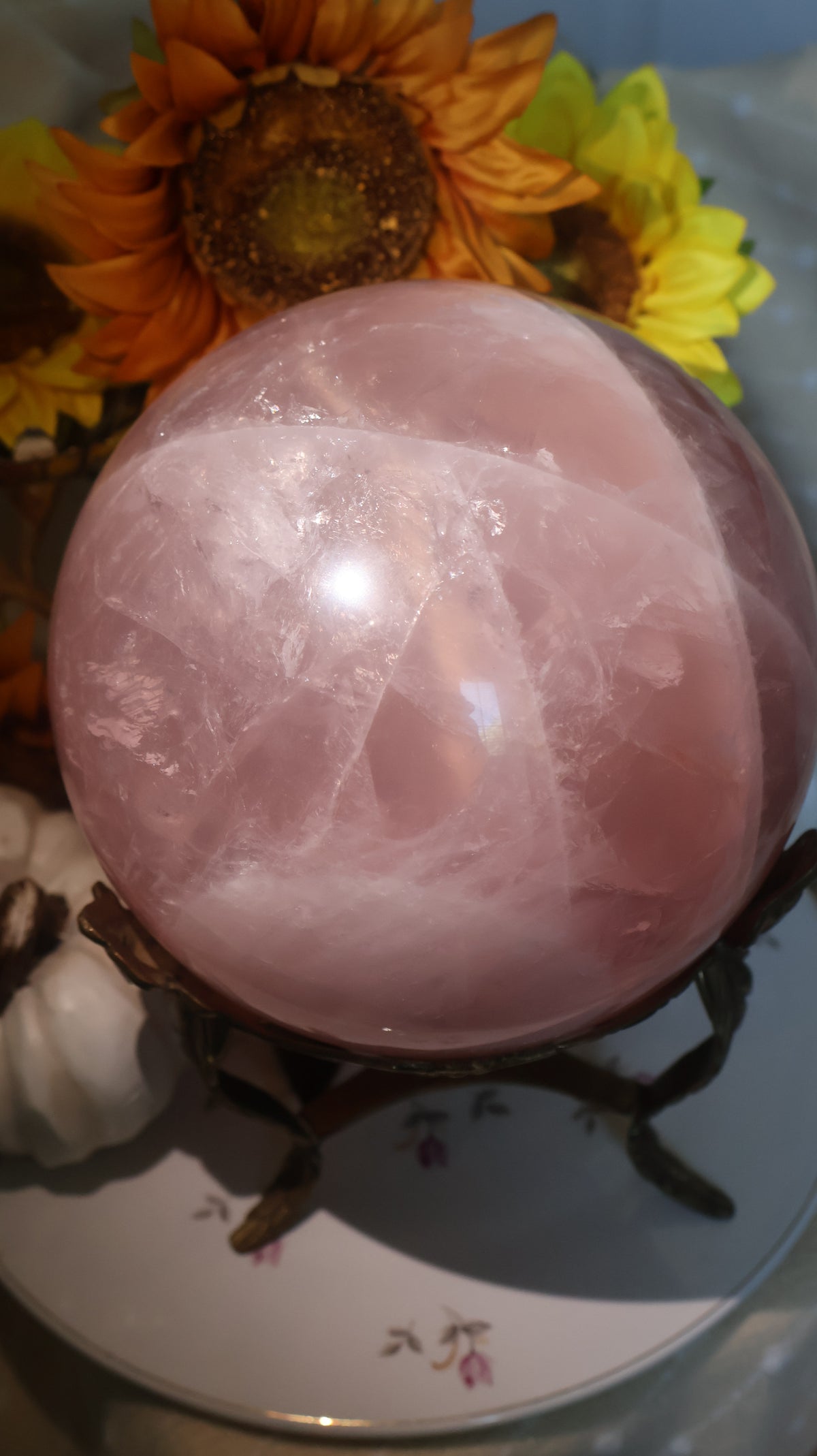 ✨Statement✨ 15lb Golden Asterism, Duo-Toned Rutile Filled Star Rose Quartz Sphere