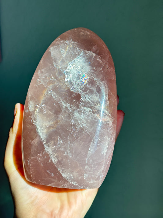 Gorgeous Deep Berry Rainbow Filled Star Rose Quartz Freeform