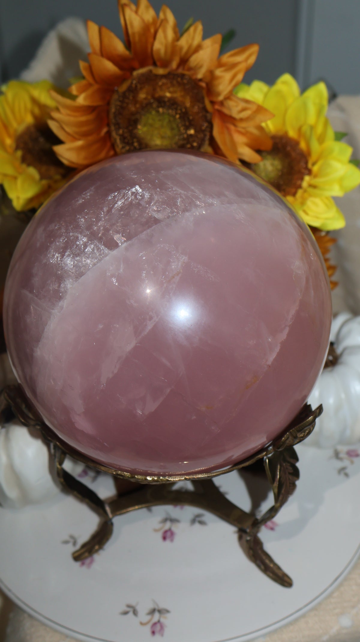 ✨Statement✨ 15lb Golden Asterism, Duo-Toned Rutile Filled Star Rose Quartz Sphere