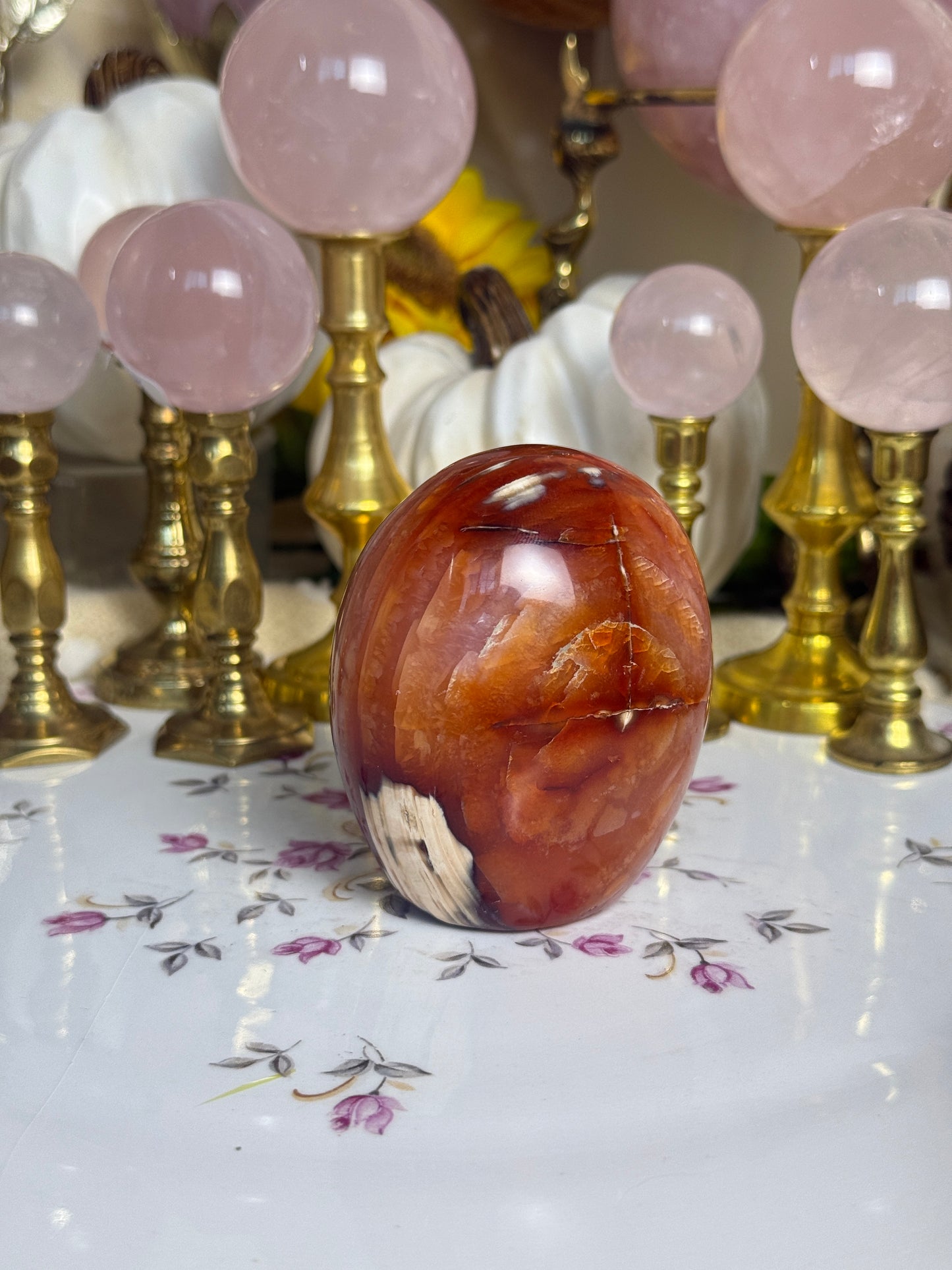 Blush Pink and Coral Banded Carnelian Freeform