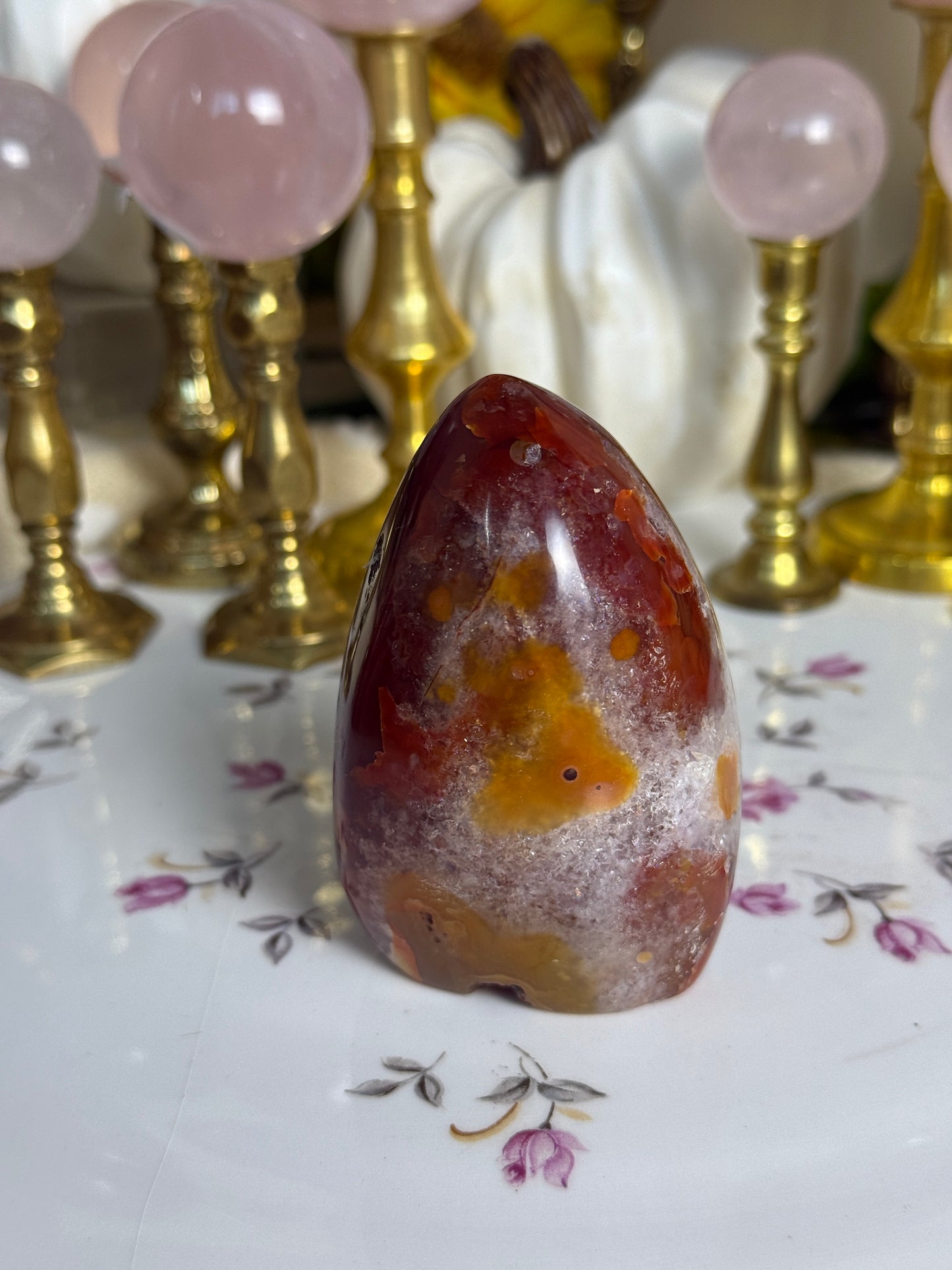 Deep Maroon ‘Shaved Ice’ Quartz Carnelian Freeform