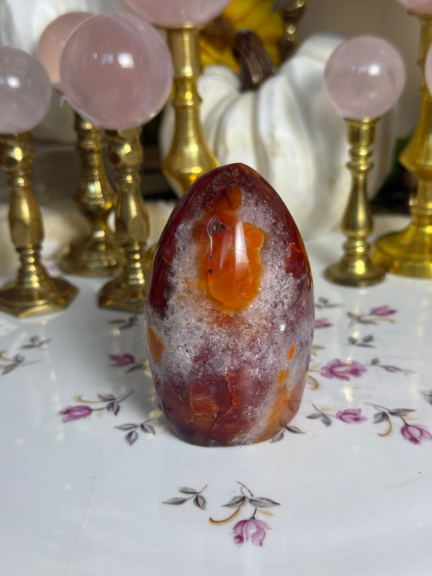 Deep Maroon ‘Shaved Ice’ Quartz Carnelian Freeform