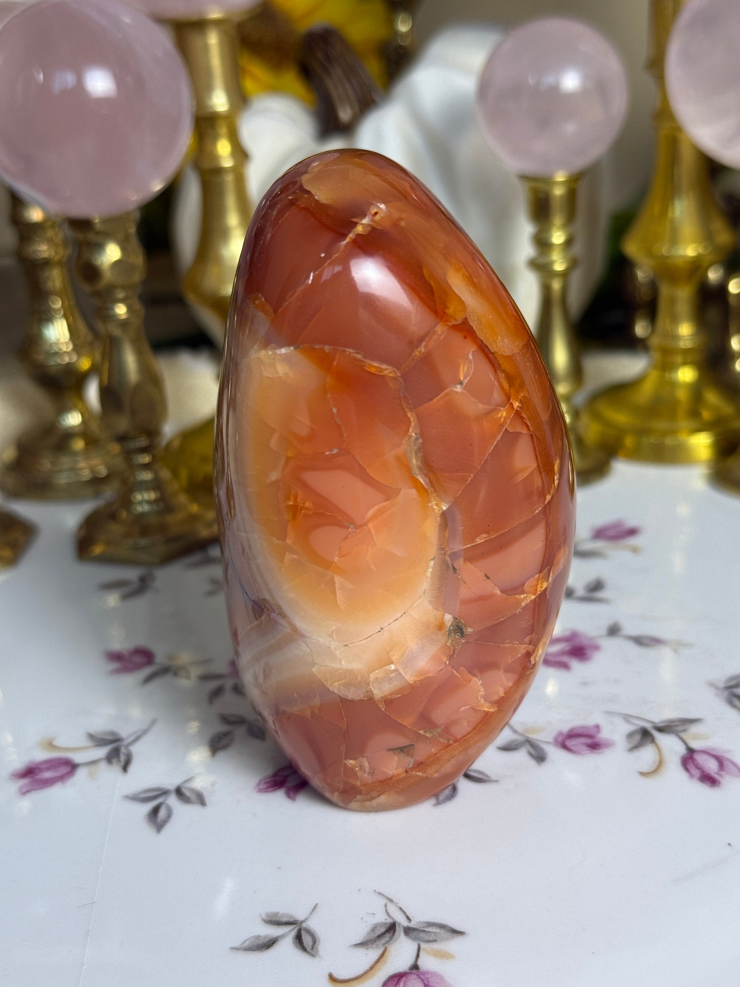 Peachy Banded Agate Carnelian Freeform
