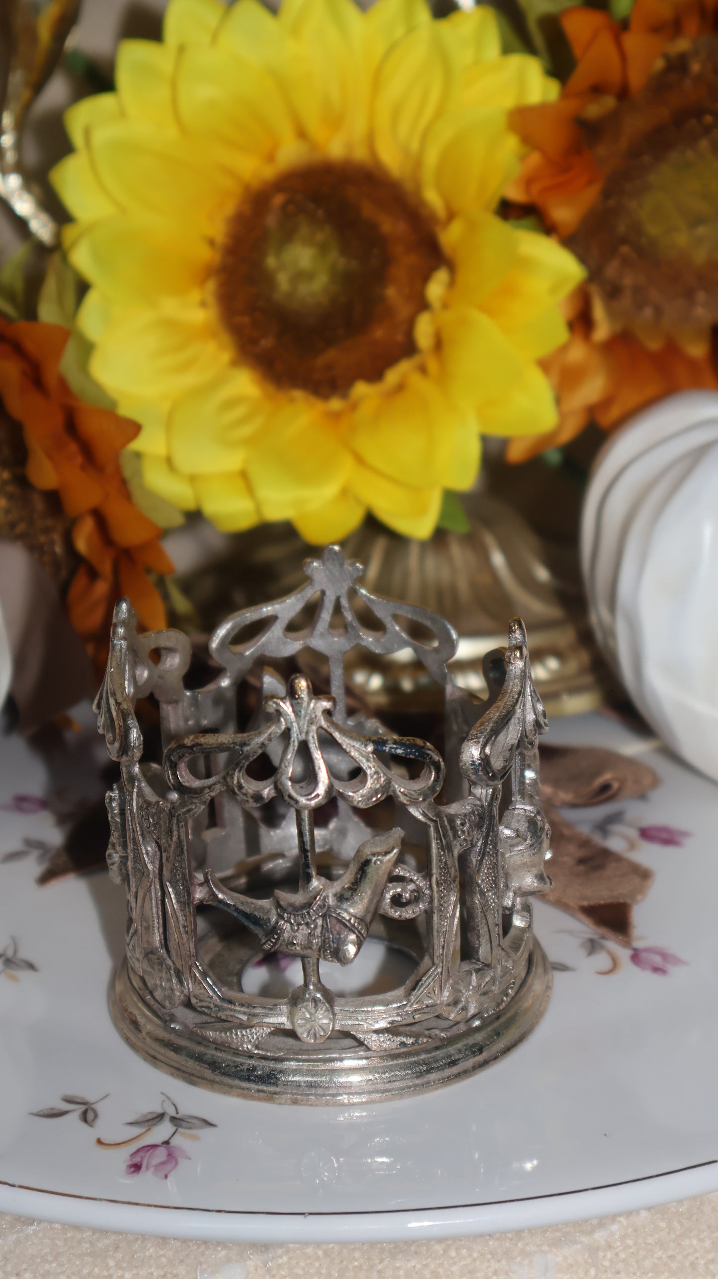 Vintage Carousel Silver Sphere Stand