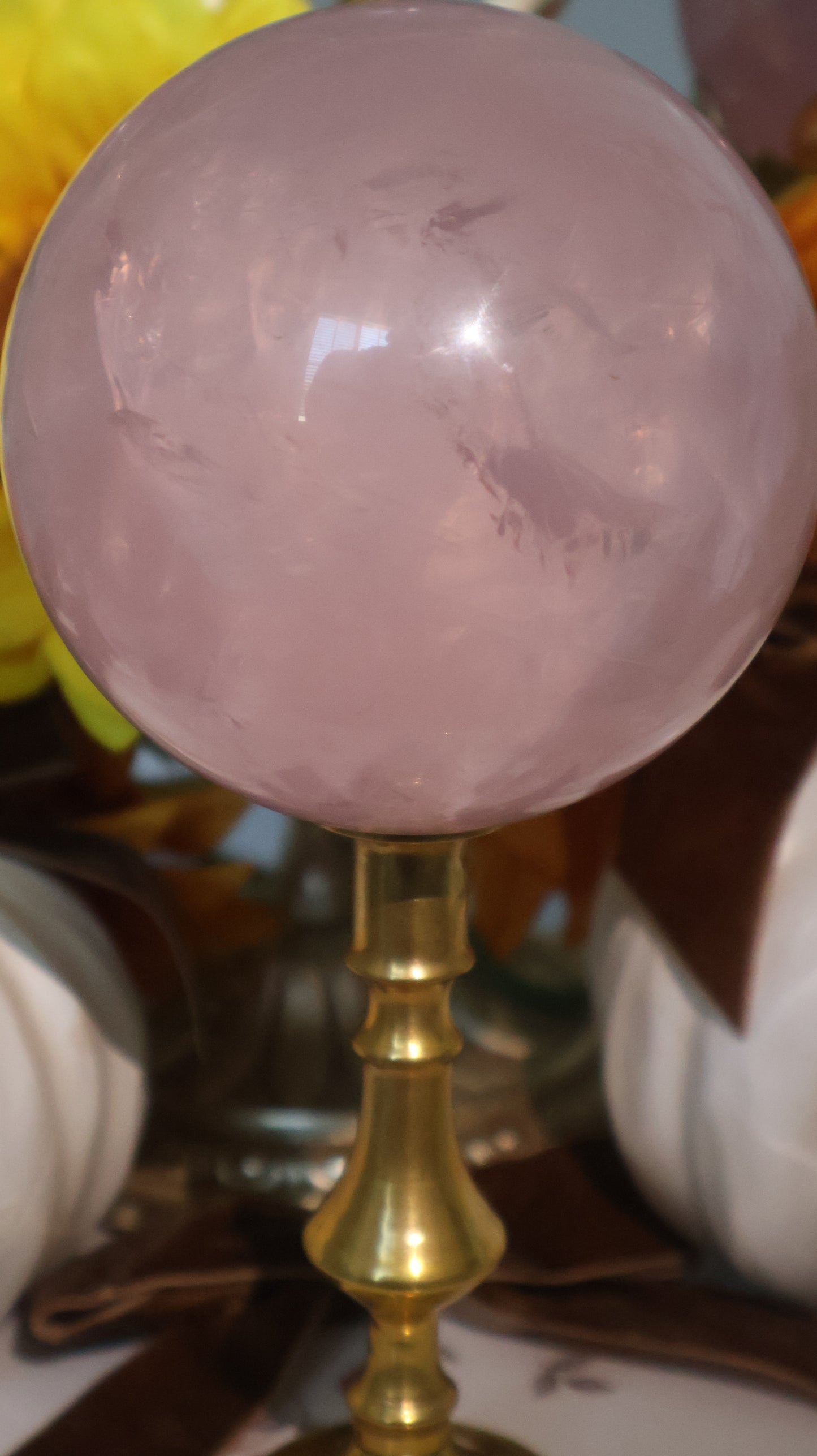 Ice Princess Insanely Gemmy Rainbow Filled Star Rose Quartz Sphere✨