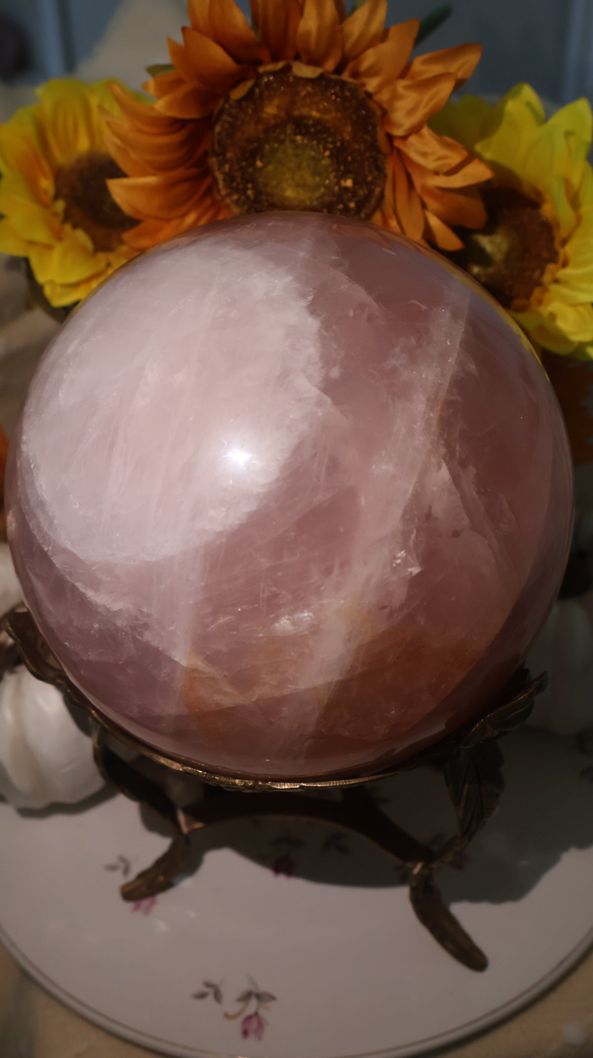 ✨Statement✨ 15lb Golden Asterism, Duo-Toned Rutile Filled Star Rose Quartz Sphere