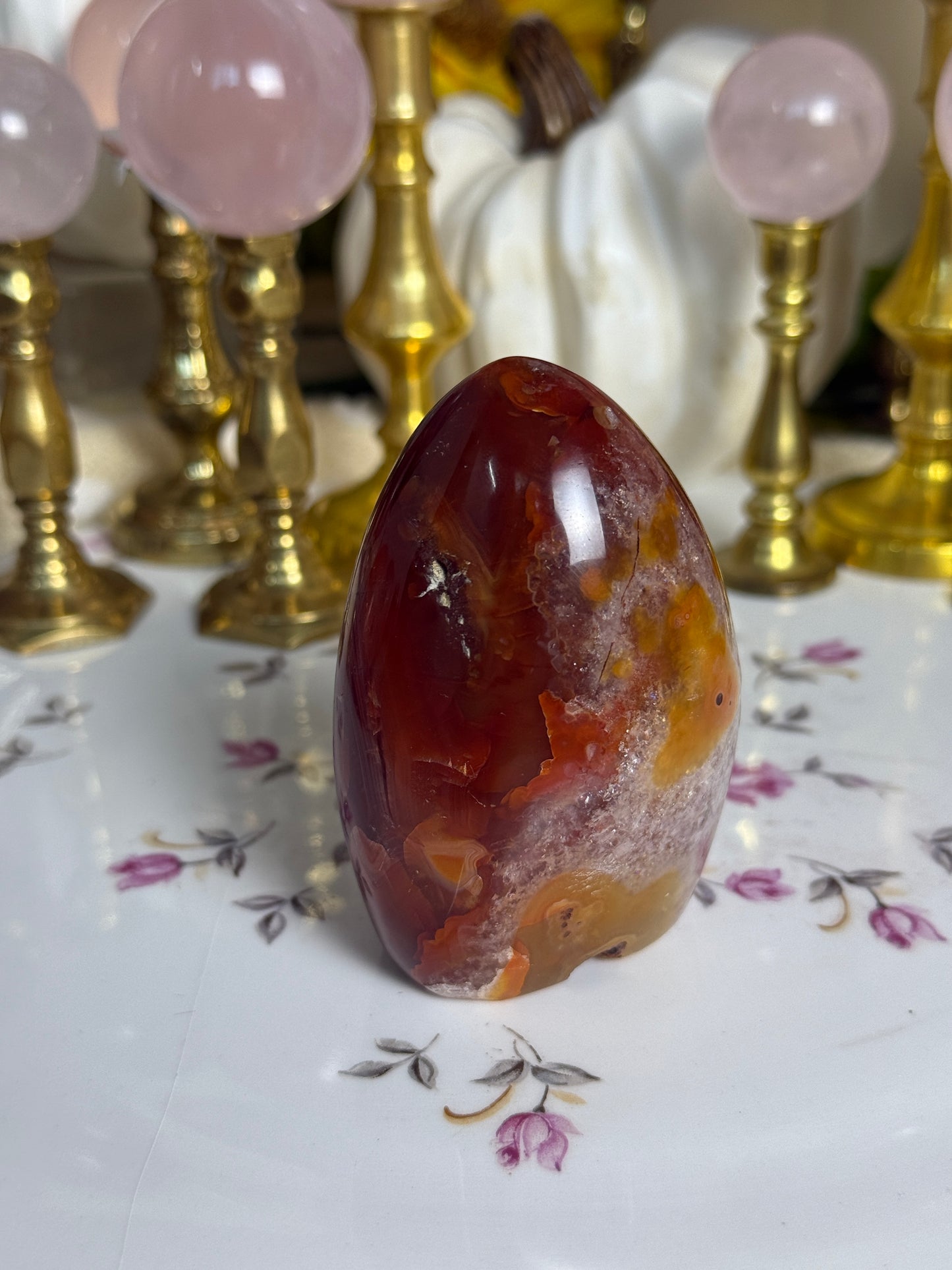 Deep Maroon ‘Shaved Ice’ Quartz Carnelian Freeform