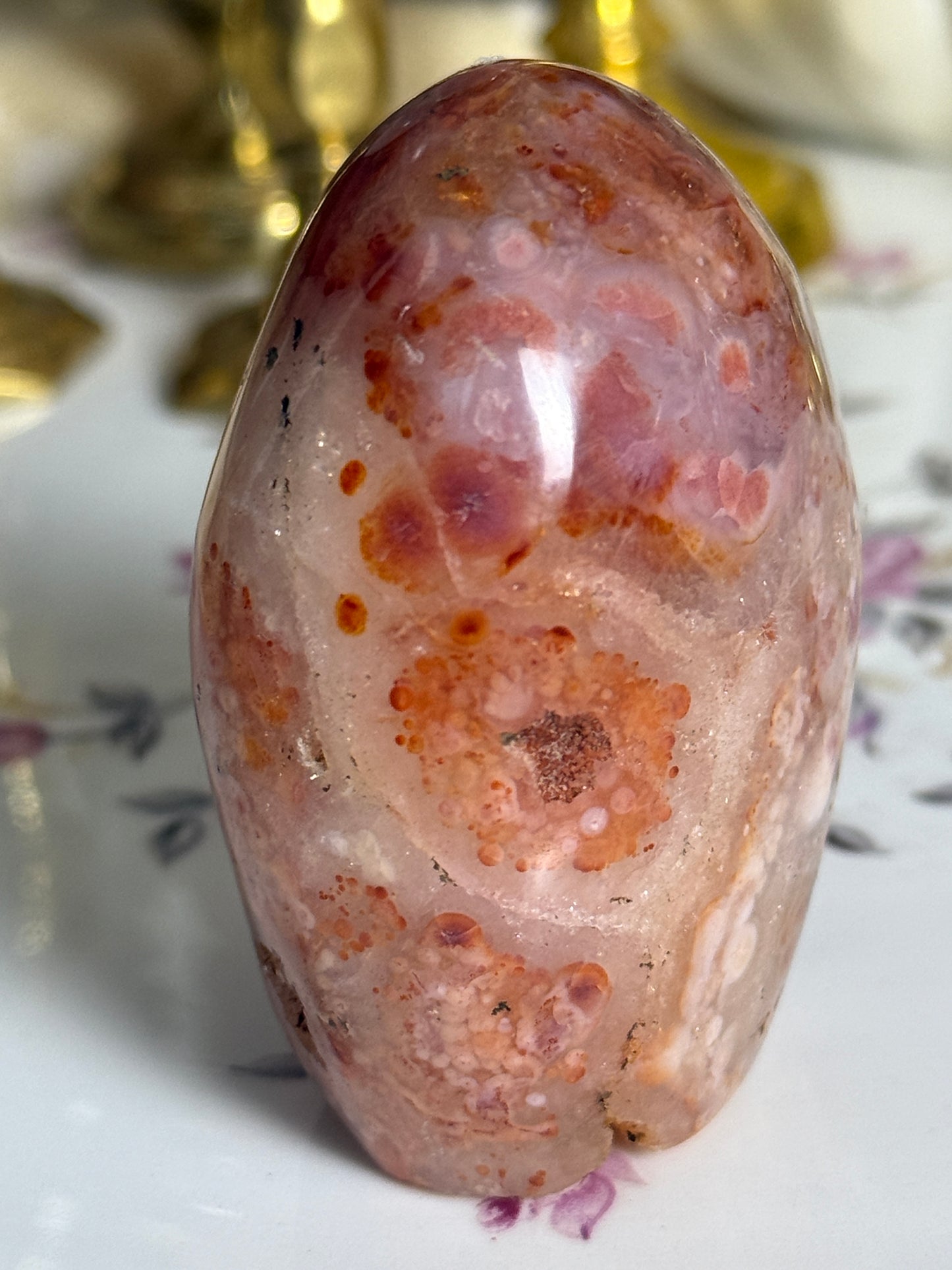 Multicolored Orby Pink Plumed Carnelian Freeform