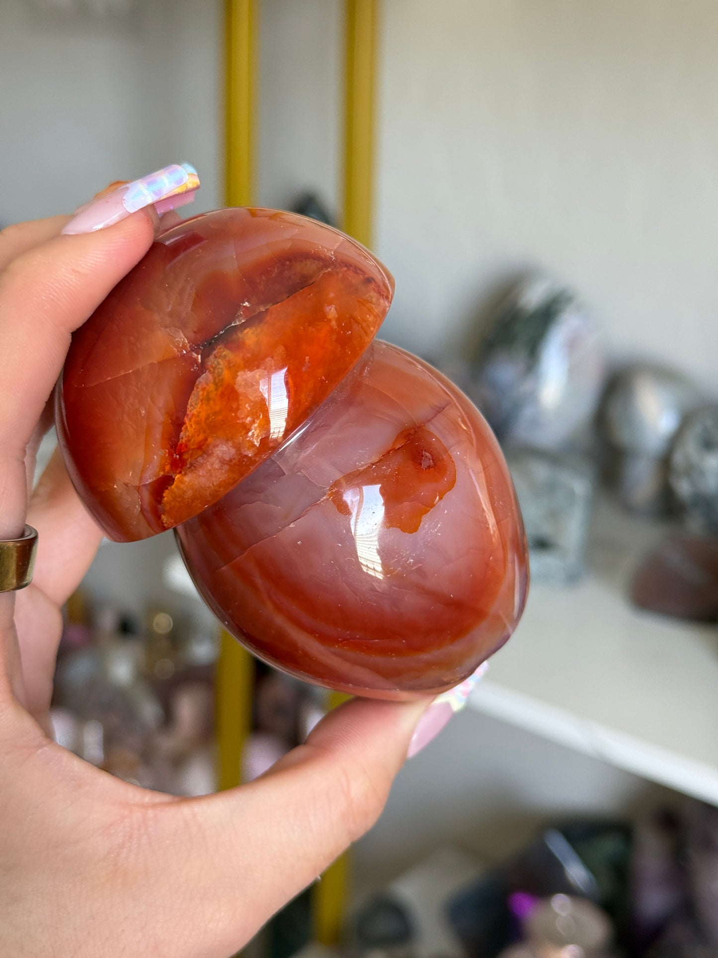 Pastel Banded Carnelian Mushrooms (choose your own)