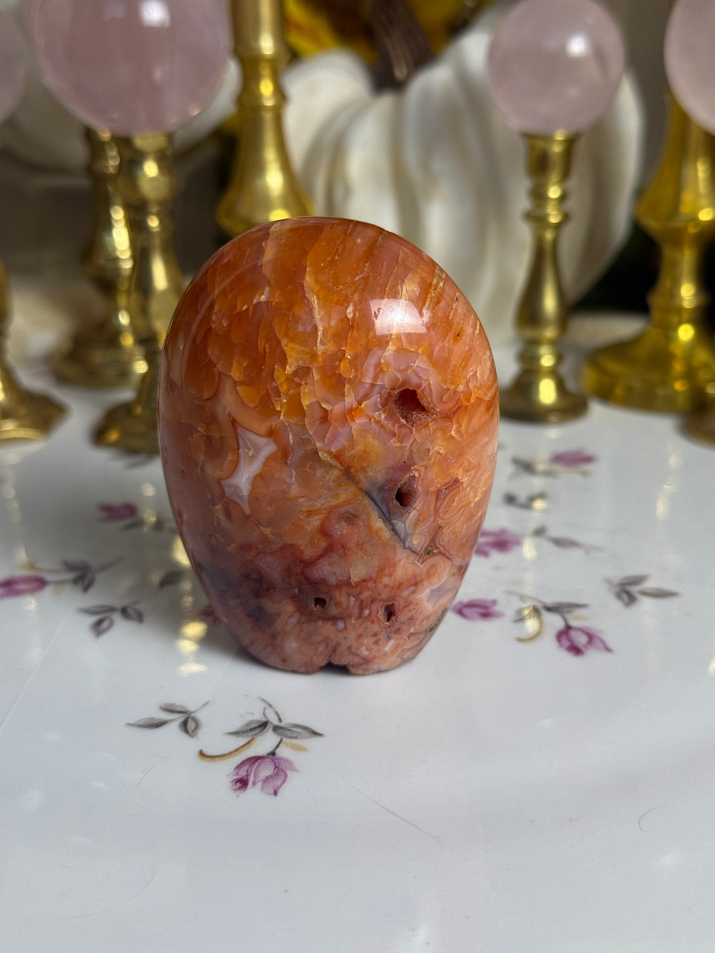 Groovy Coral Pink Banded Carnelian Freeform
