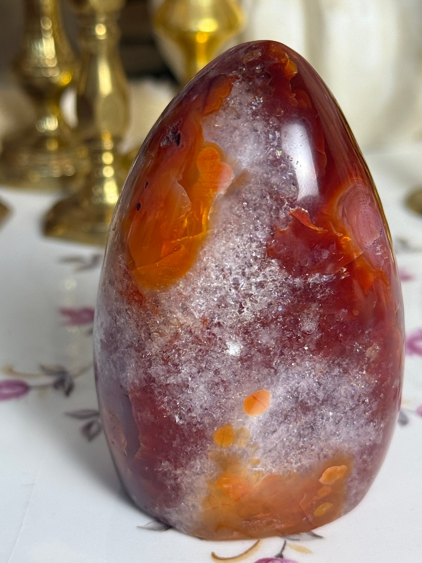 Deep Maroon ‘Shaved Ice’ Quartz Carnelian Freeform