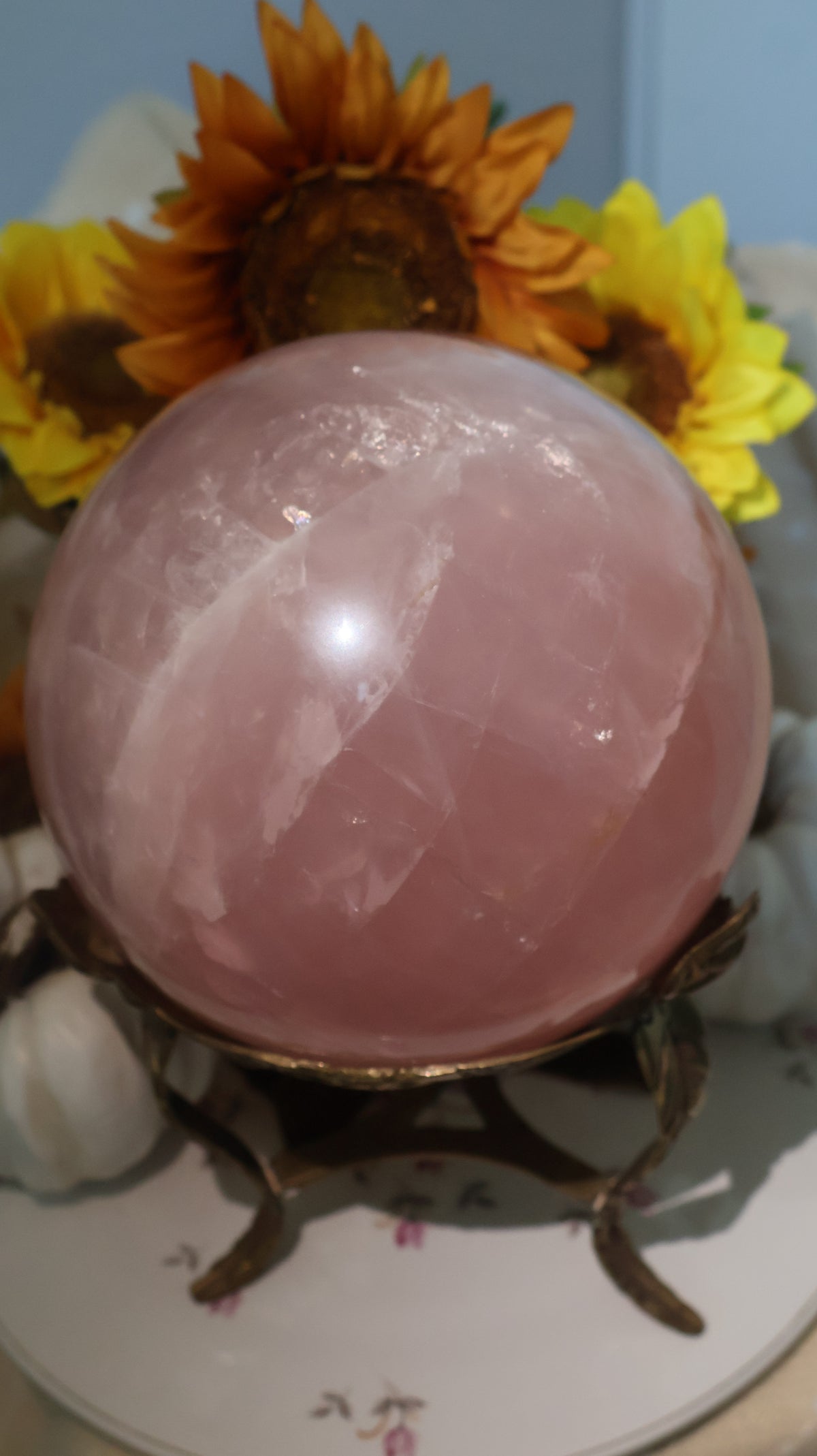 ✨Statement✨ 15lb Golden Asterism, Duo-Toned Rutile Filled Star Rose Quartz Sphere