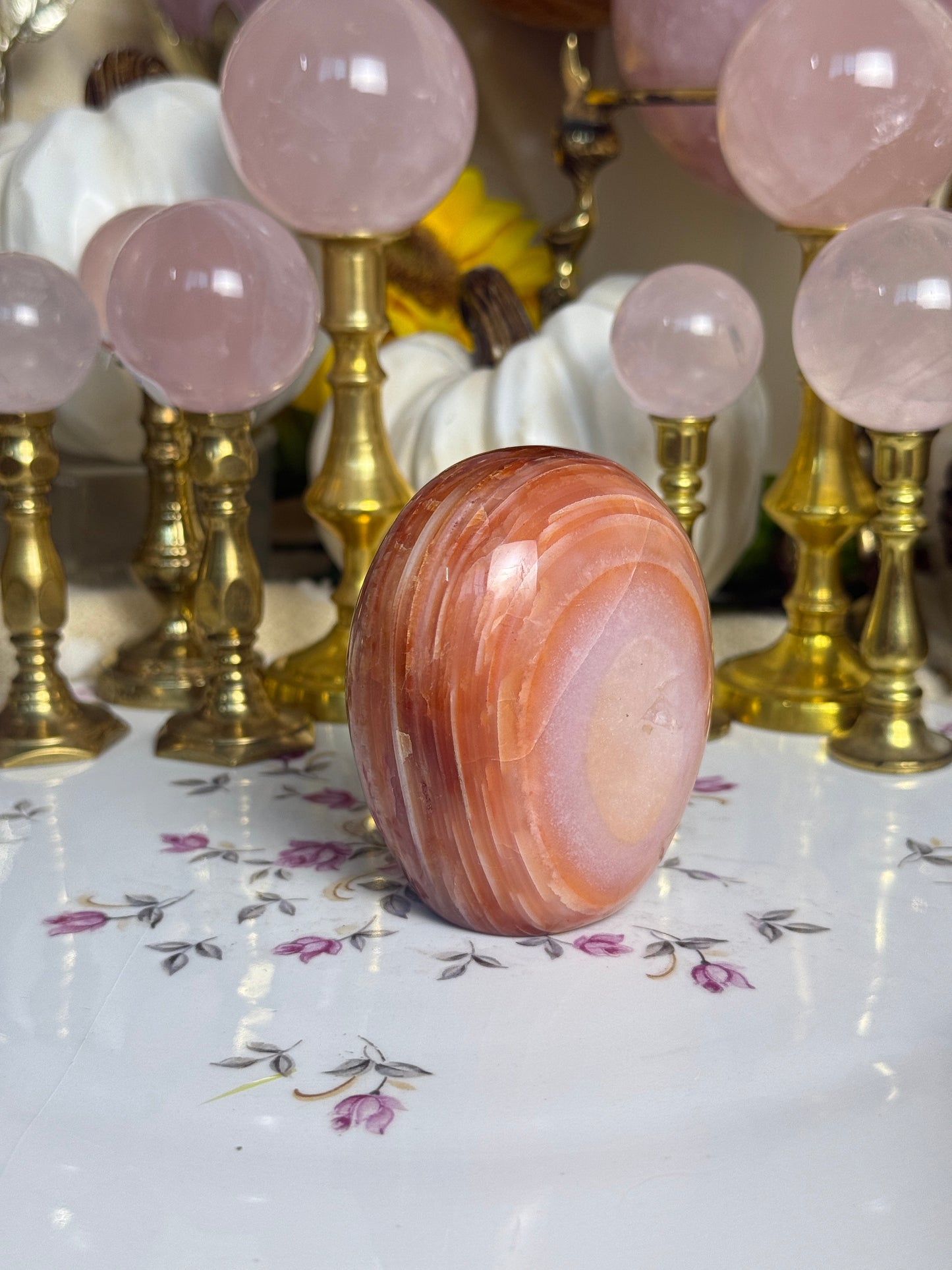 Blush Pink and Coral Banded Carnelian Freeform