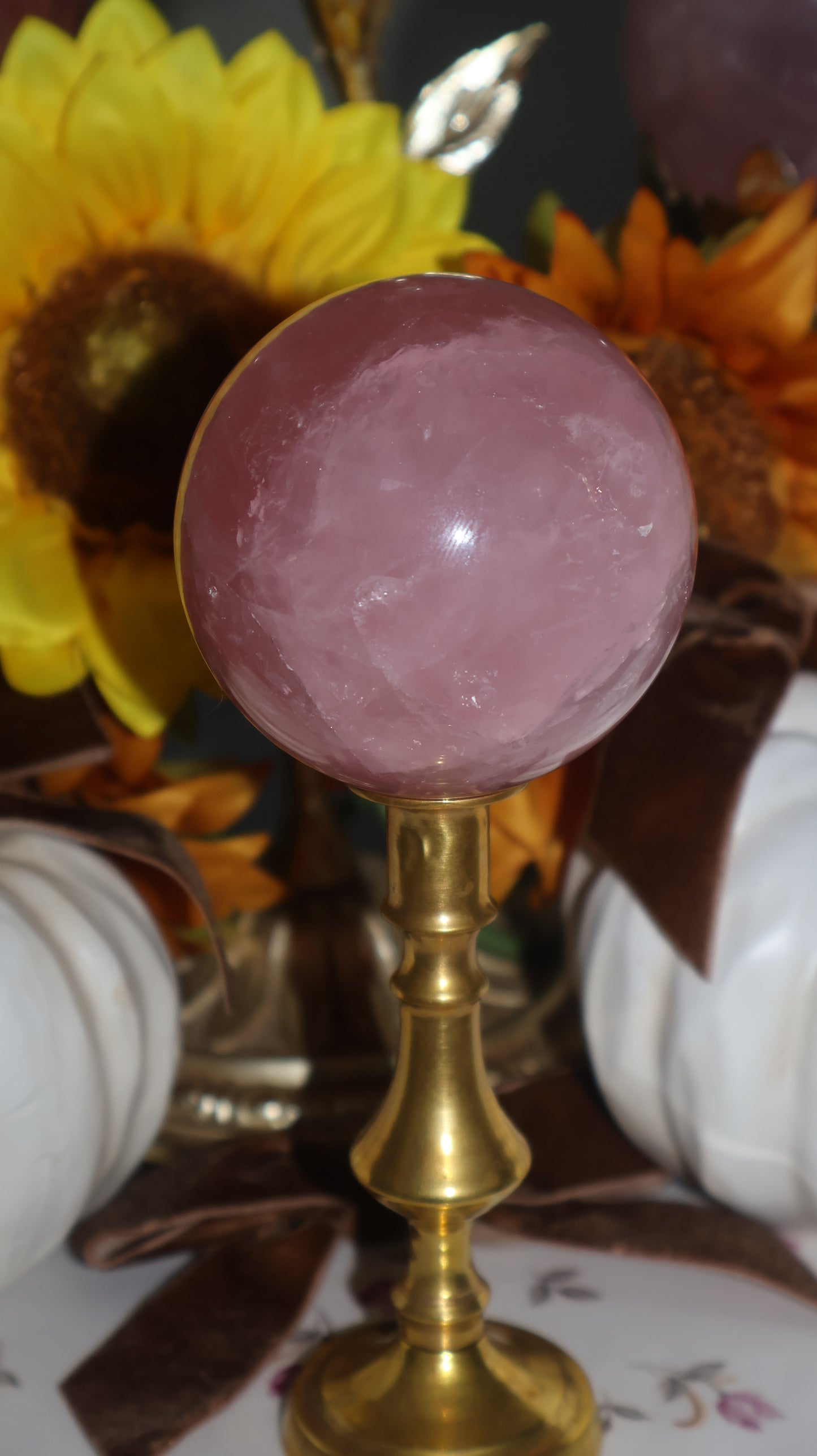 Smaller Watermelon Red Shimmering Glitter Filled Star Rose Quartz Sphere ✨