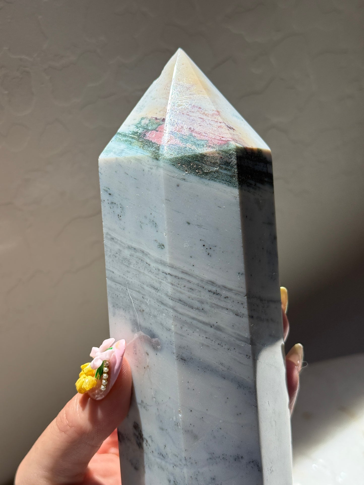 Rainbow Forest Pyrite Filled Sea Jasper Tower
